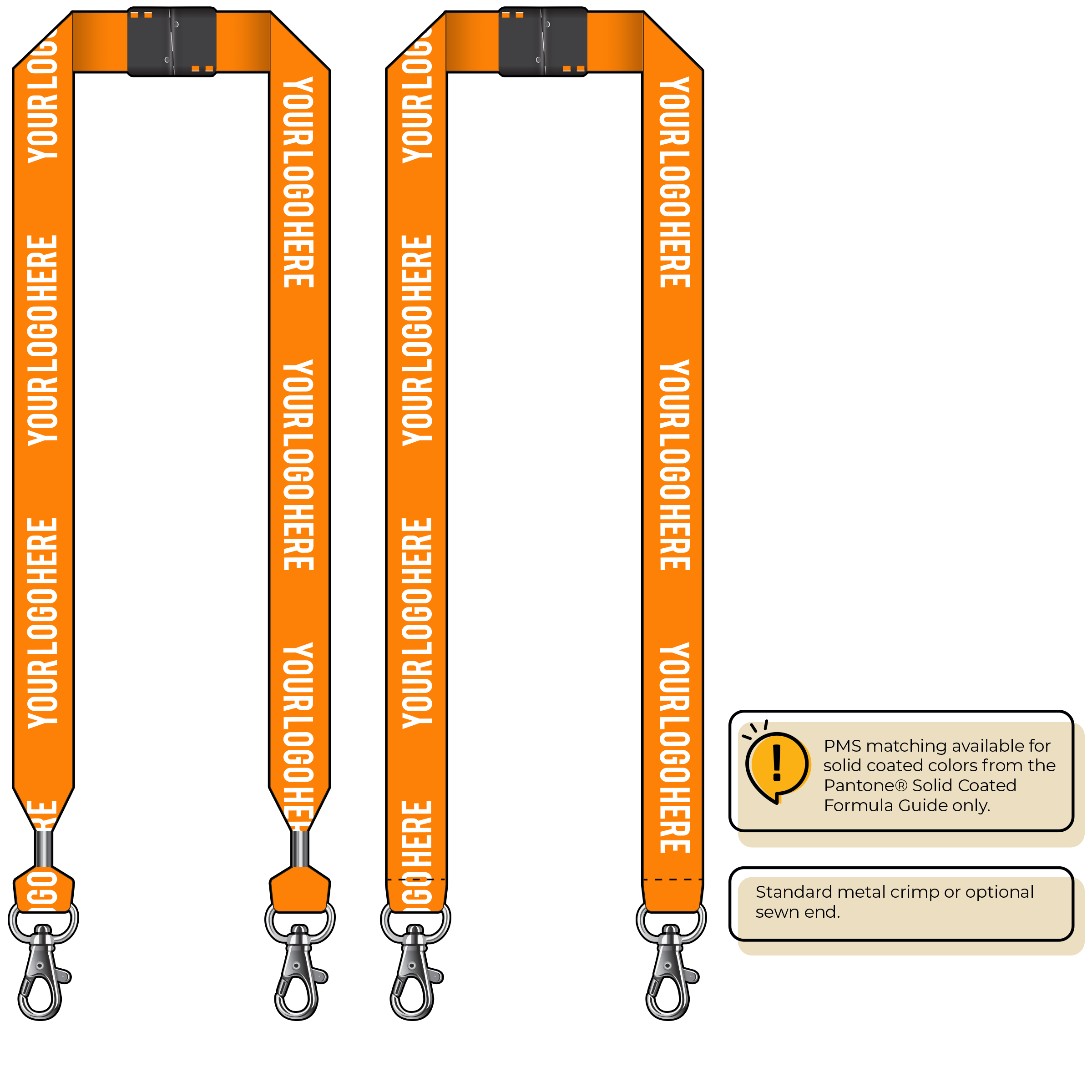 BH0014 | 1" MicroWeave Silkscreen Lanyards :: DOUBLE ENDED