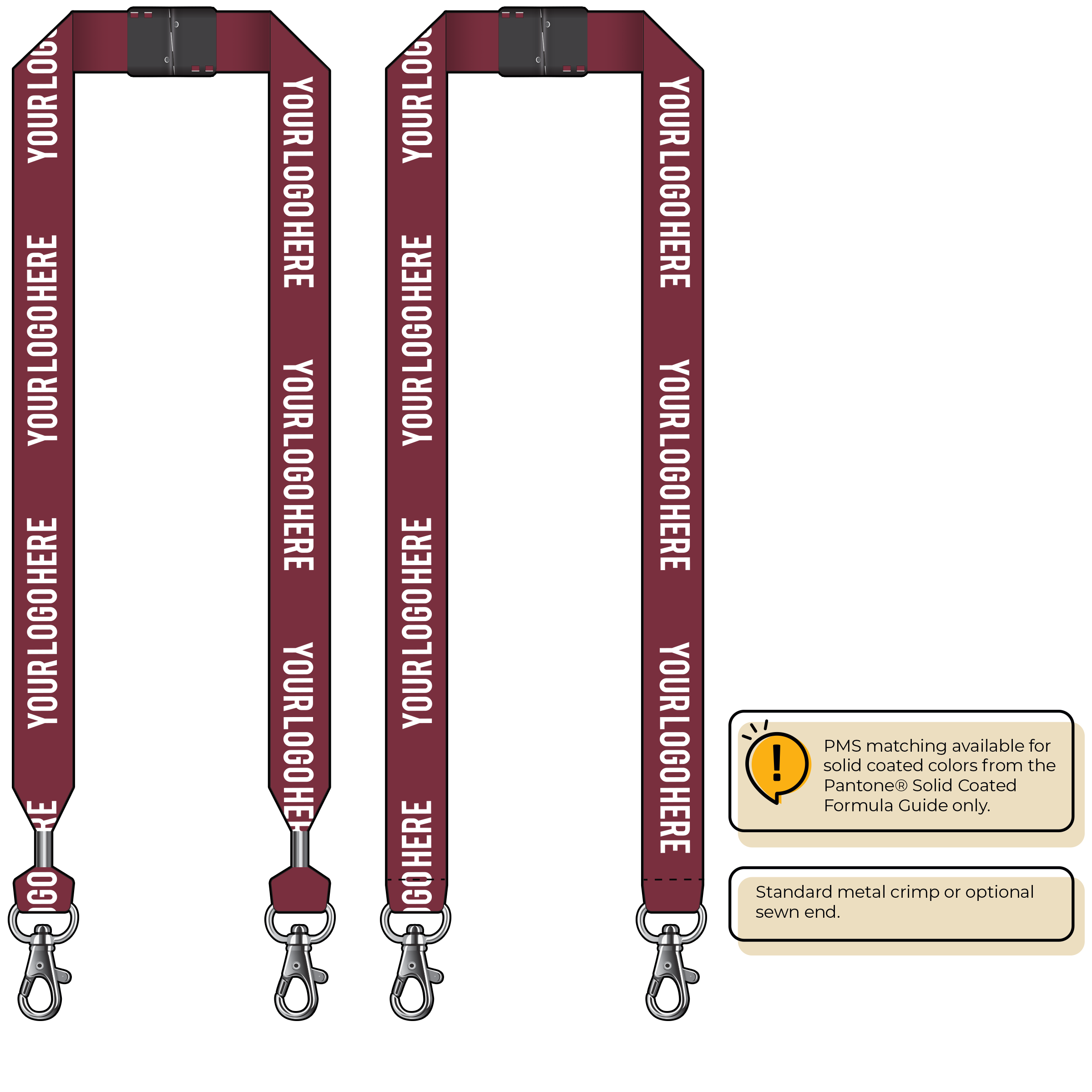 BH0014 | 1" MicroWeave Silkscreen Lanyards :: DOUBLE ENDED