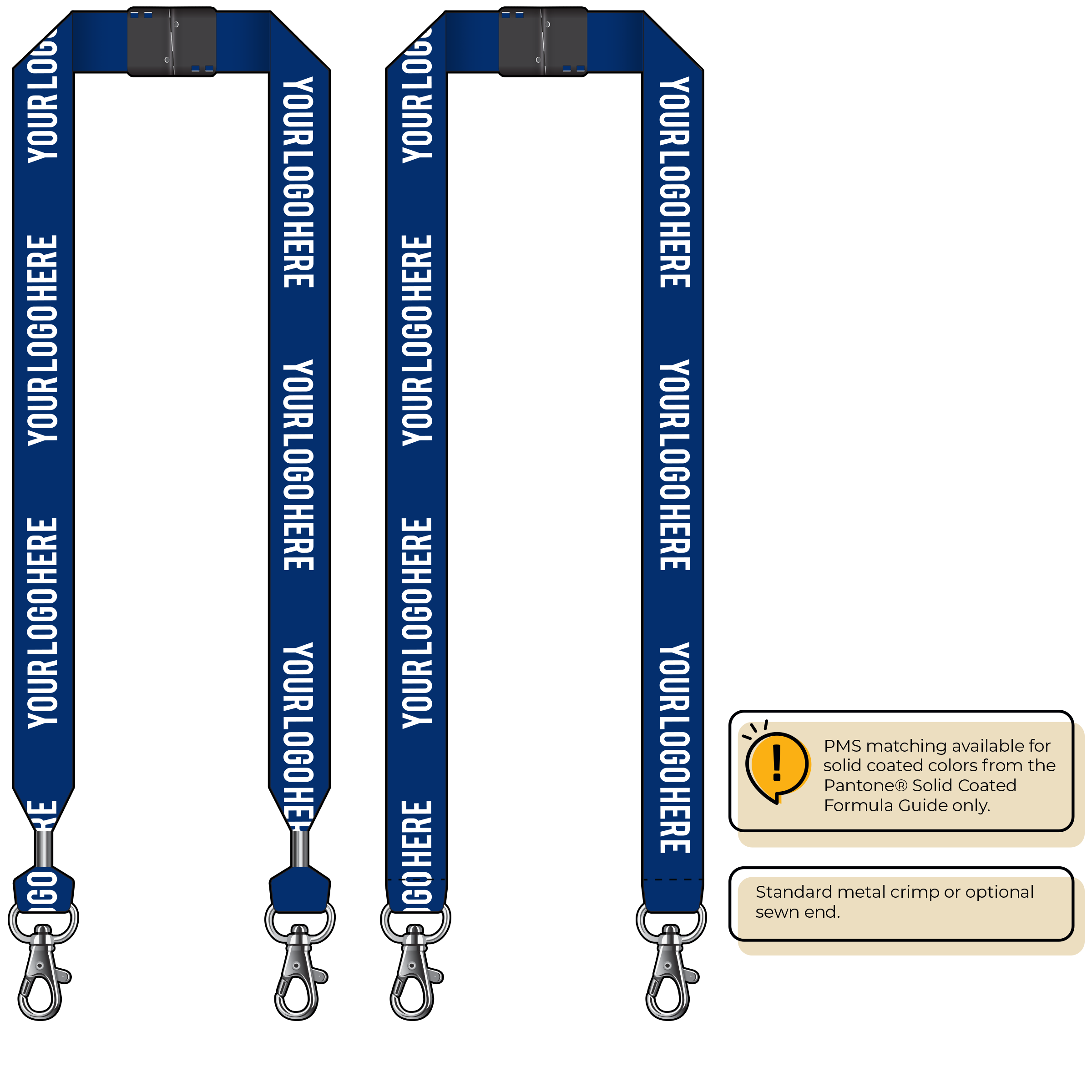 BH0014 | 1" MicroWeave Silkscreen Lanyards :: DOUBLE ENDED