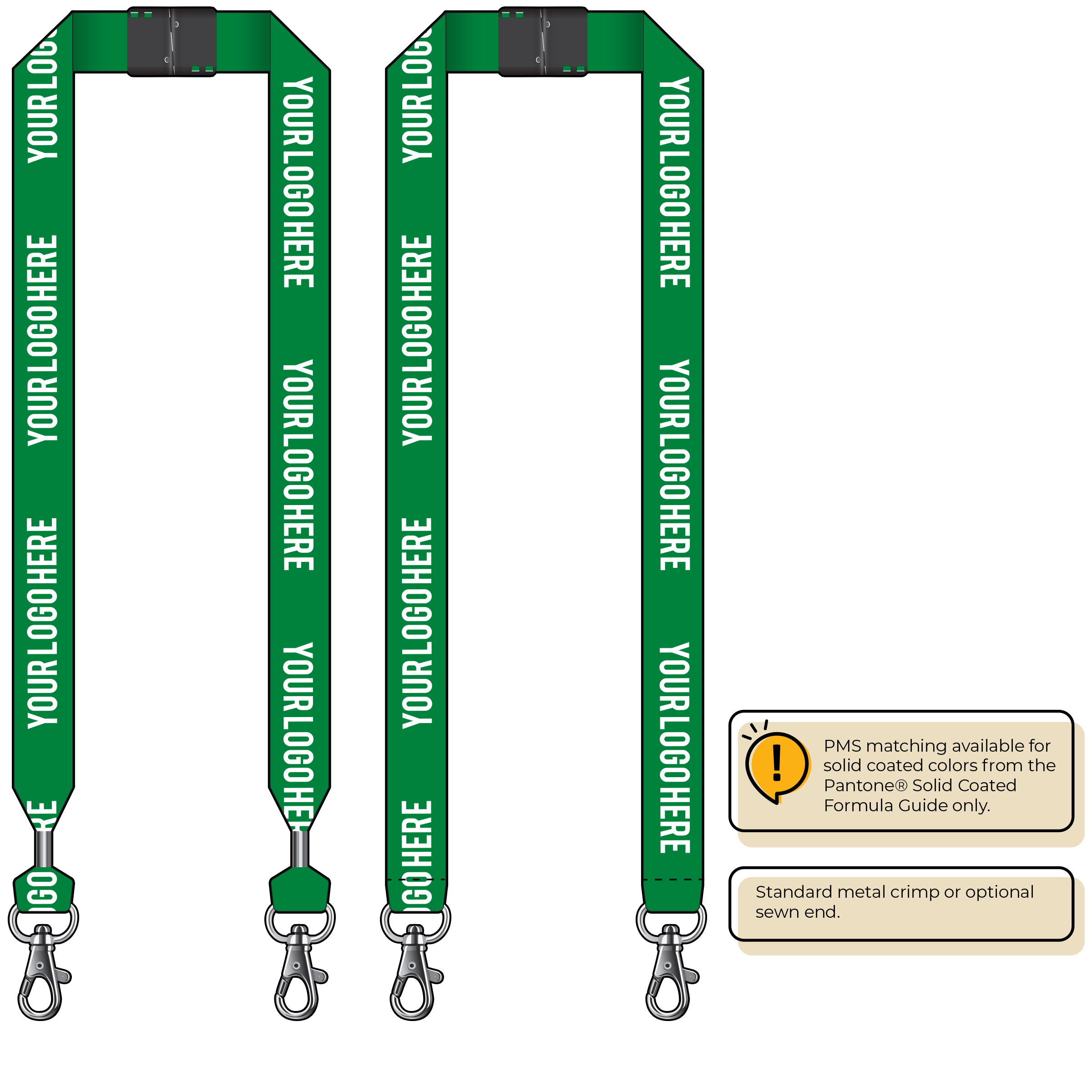 BH0014 | 1" MicroWeave Silkscreen Lanyards :: DOUBLE ENDED