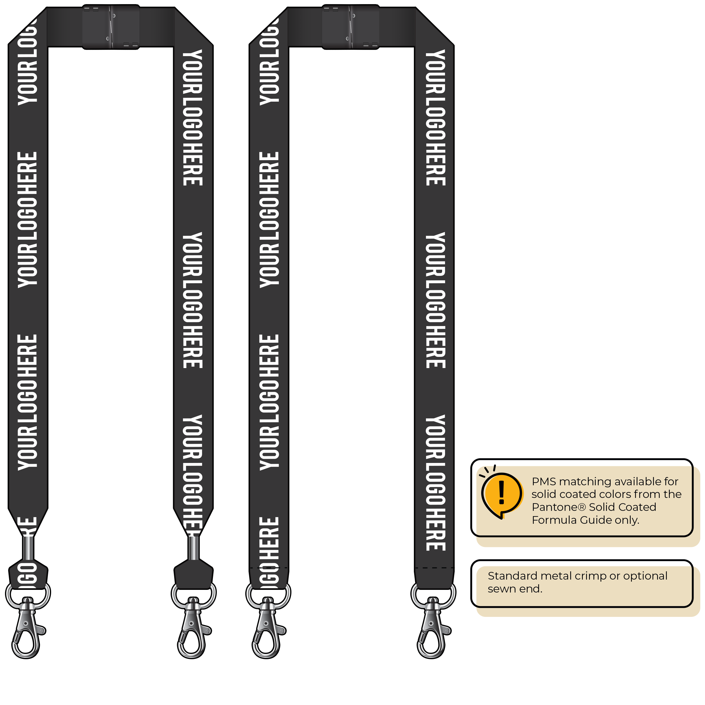 BH0014 | 1" MicroWeave Silkscreen Lanyards :: DOUBLE ENDED