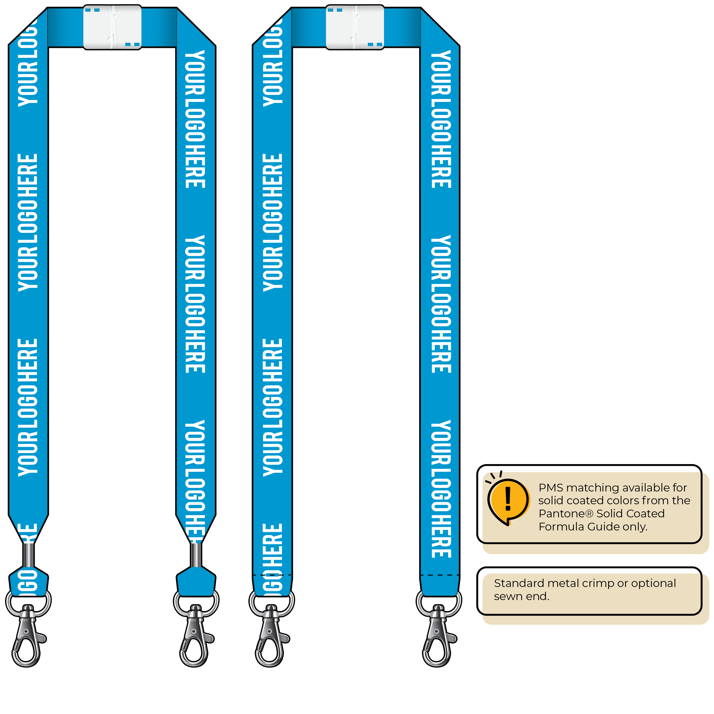 BHN014 | 1" Neon MicroWeave Silkscreen Lanyards :: DOUBLE ENDED