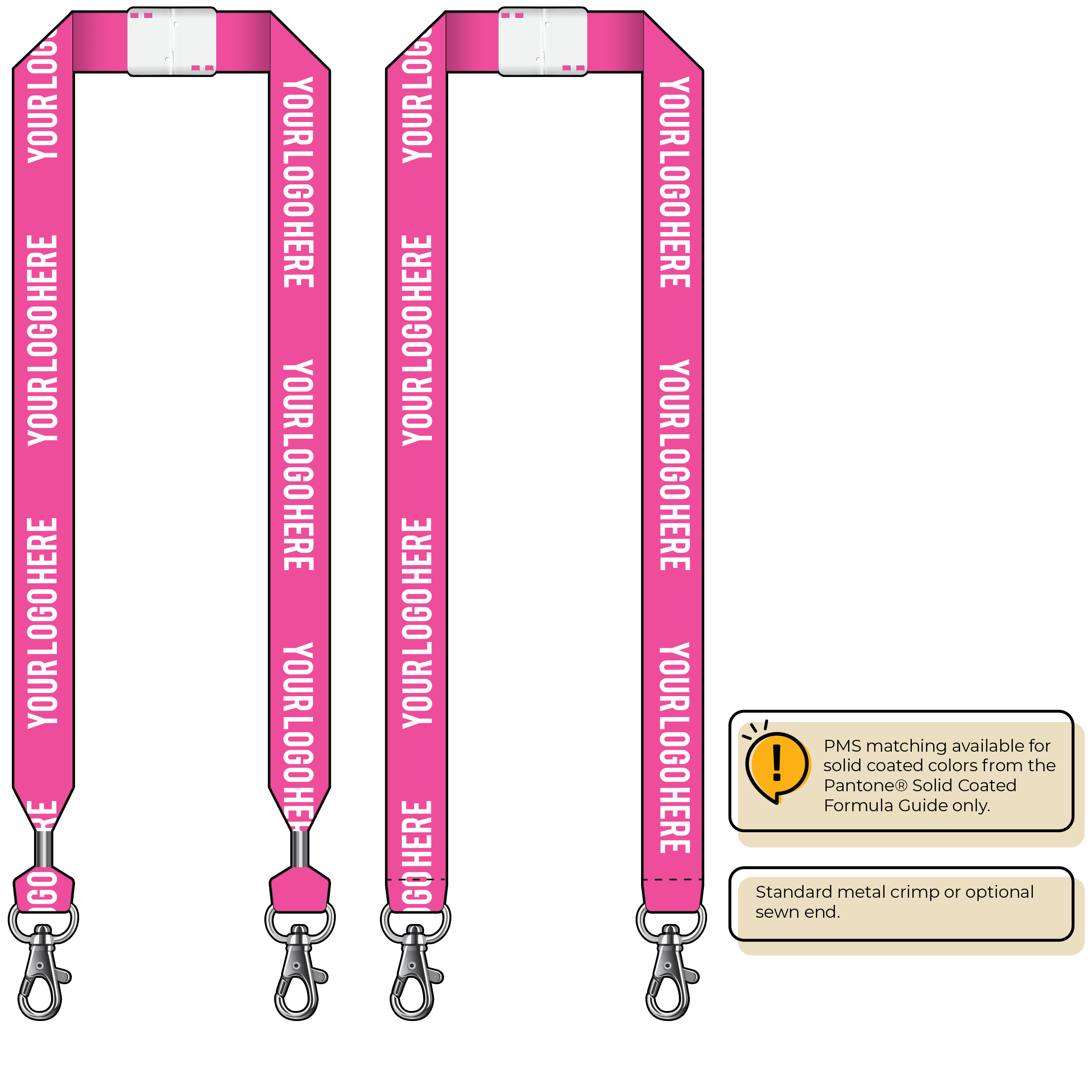 BHN014 | 1" Neon MicroWeave Silkscreen Lanyards :: DOUBLE ENDED