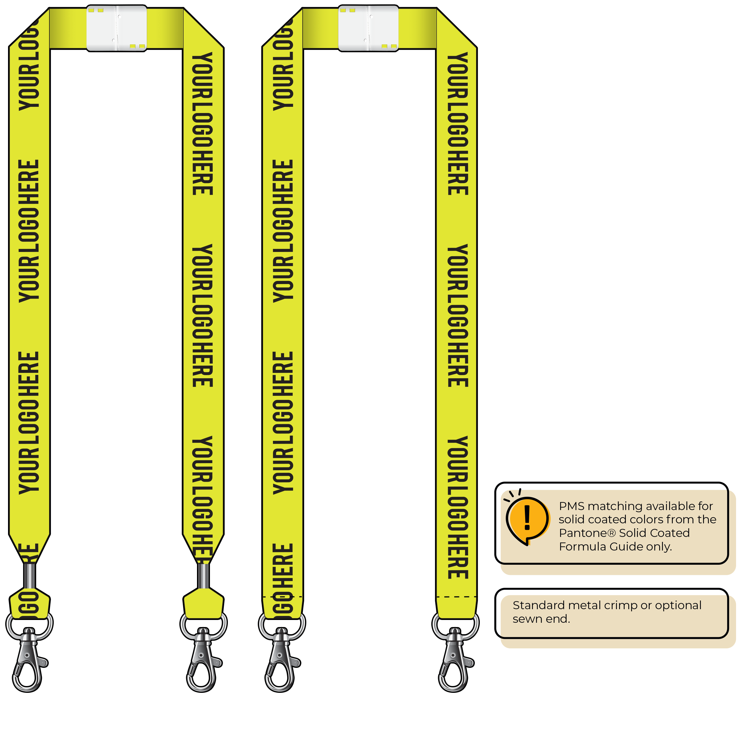 BHN014 | 1" Neon MicroWeave Silkscreen Lanyards :: DOUBLE ENDED