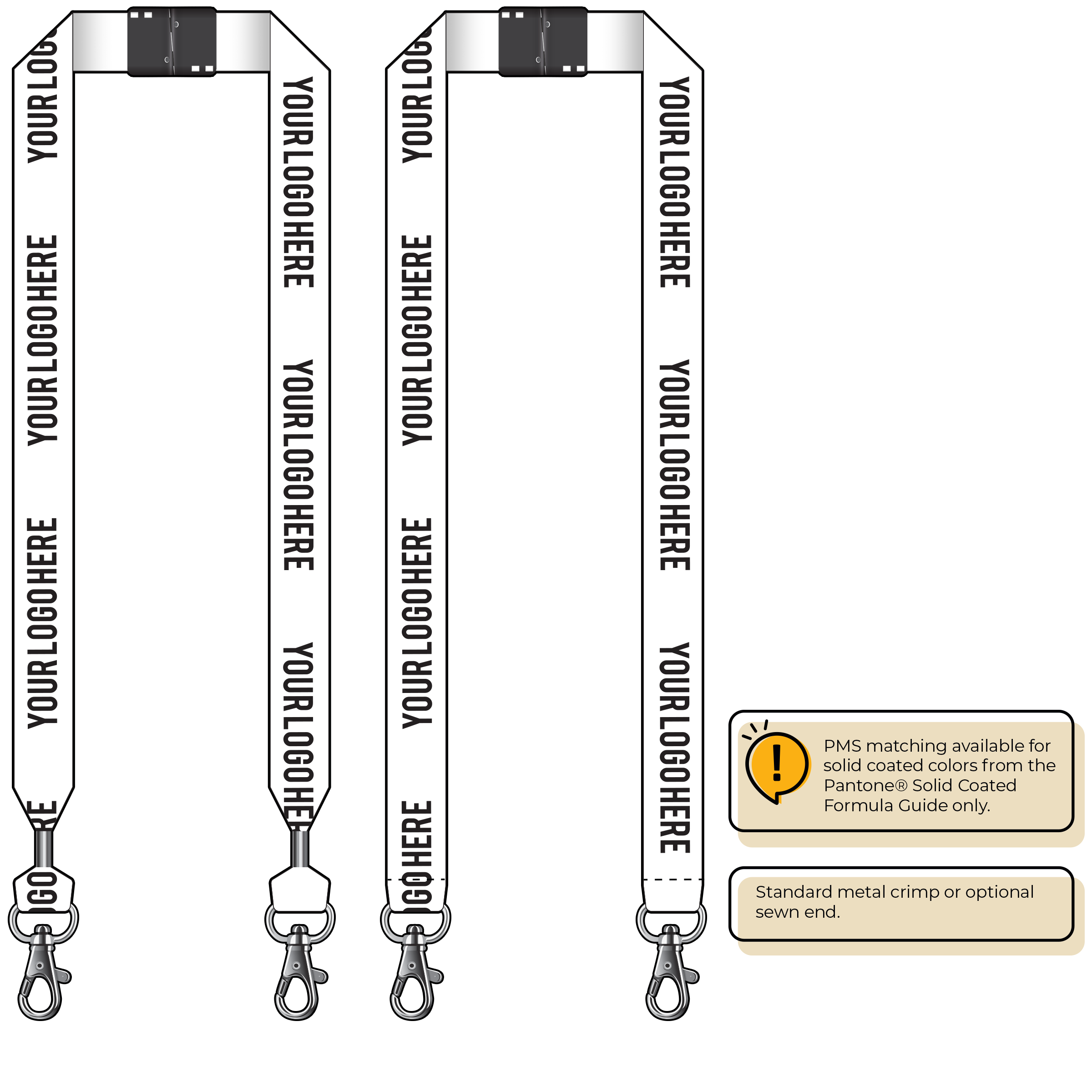 BH0014 | 1" MicroWeave Silkscreen Lanyards :: DOUBLE ENDED