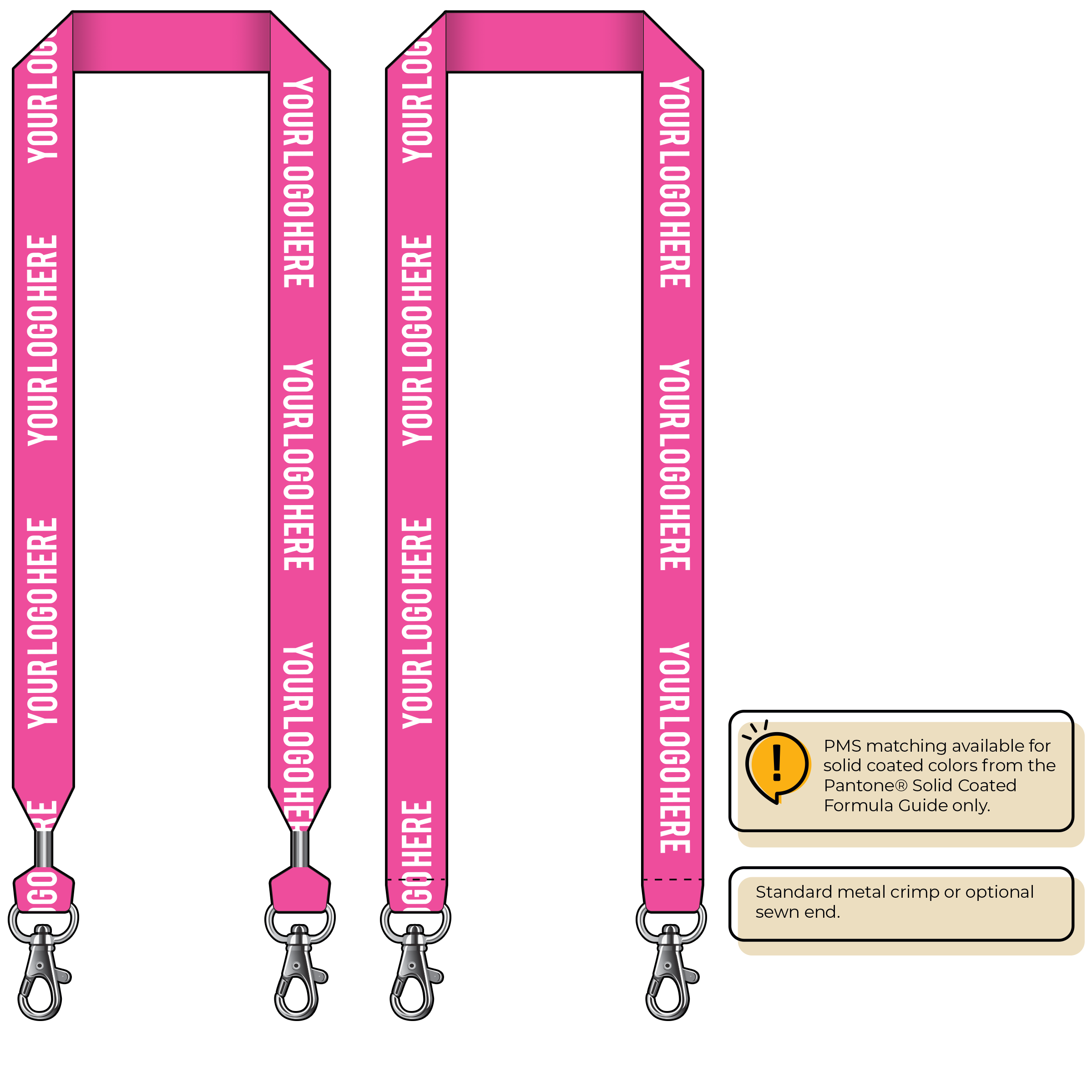 BHN014 | 1" Neon MicroWeave Silkscreen Lanyards :: DOUBLE ENDED