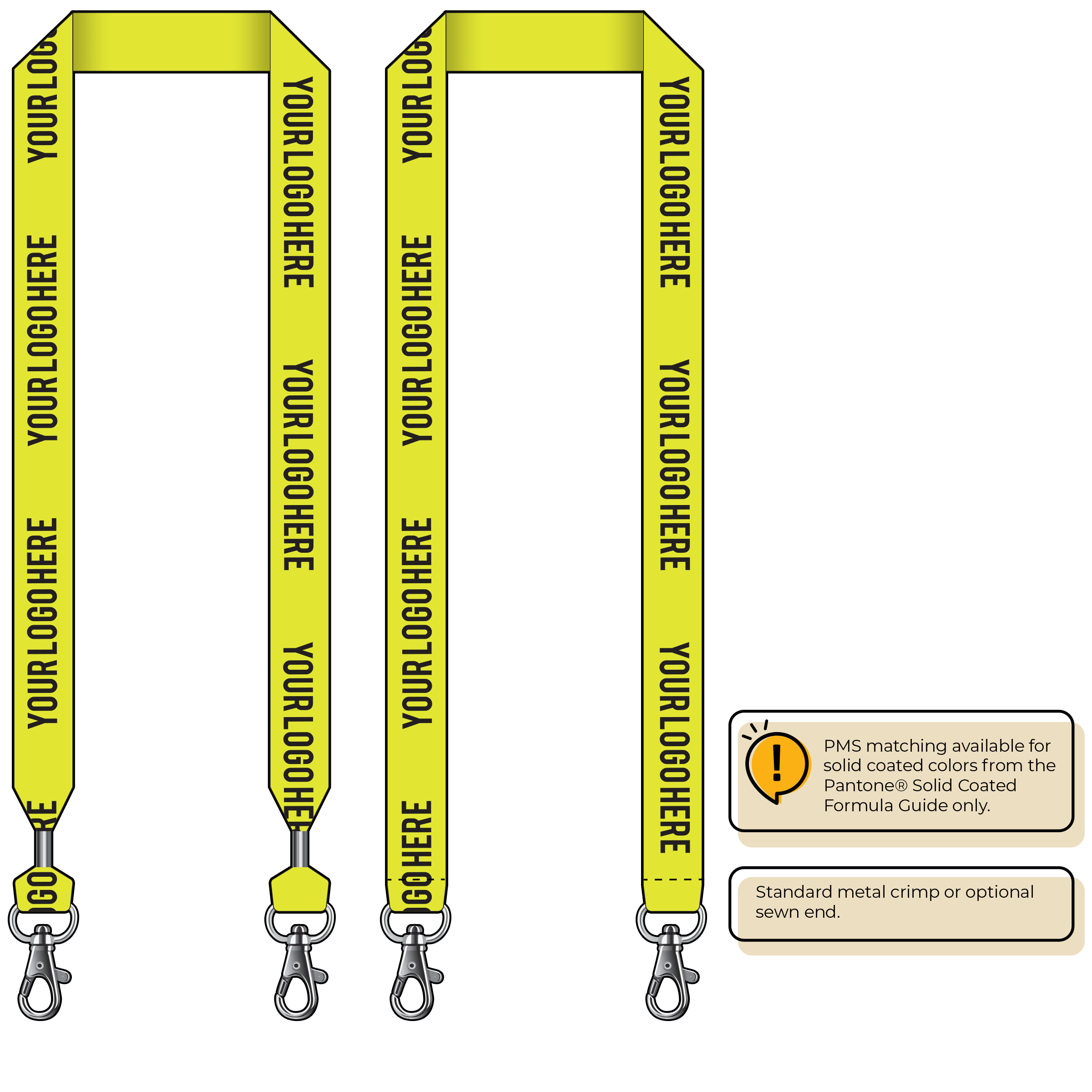 BHN014 | 1" Neon MicroWeave Silkscreen Lanyards :: DOUBLE ENDED
