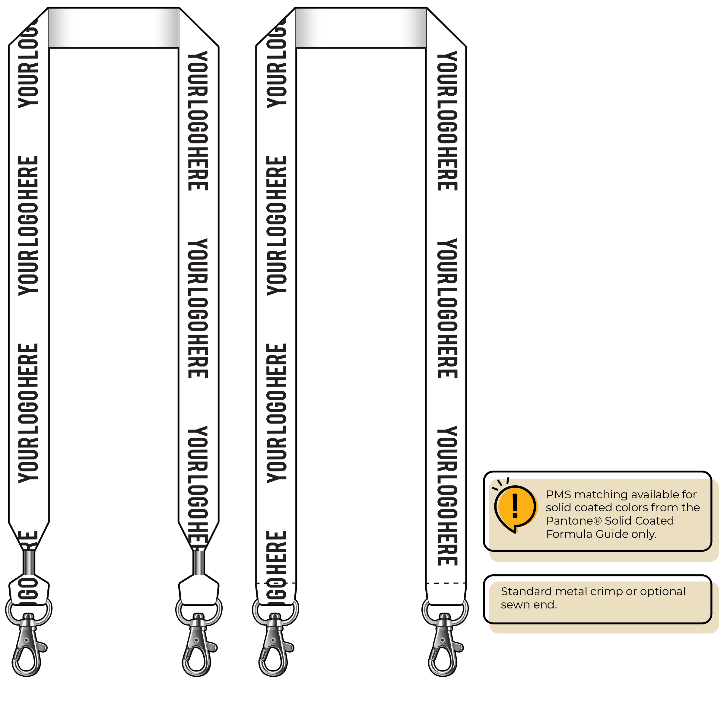 BH0014 | 1" MicroWeave Silkscreen Lanyards :: DOUBLE ENDED