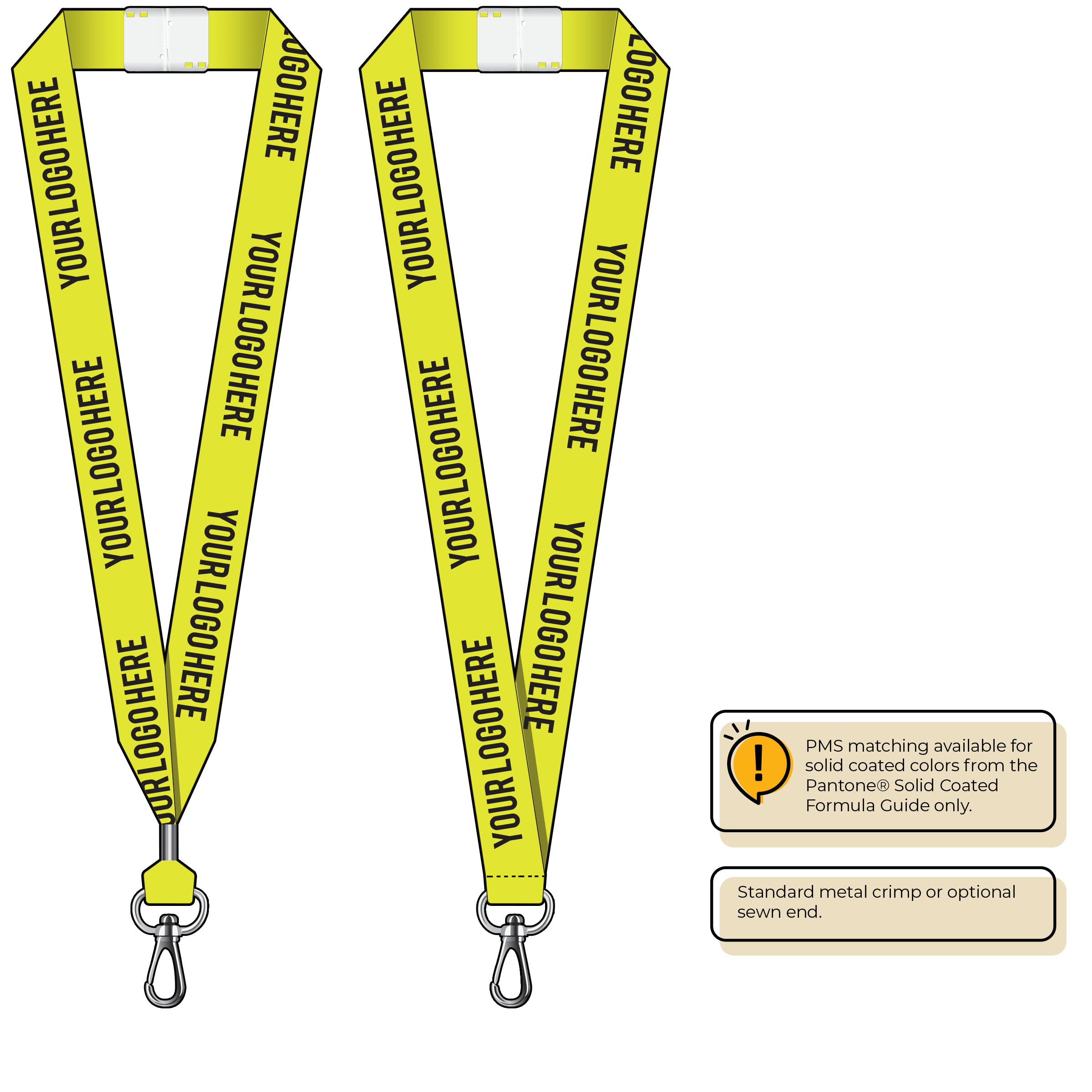 BHN014 | 1" Neon MicroWeave Silkscreen Lanyards :: NON-STANDARD END ATTACHMENTS