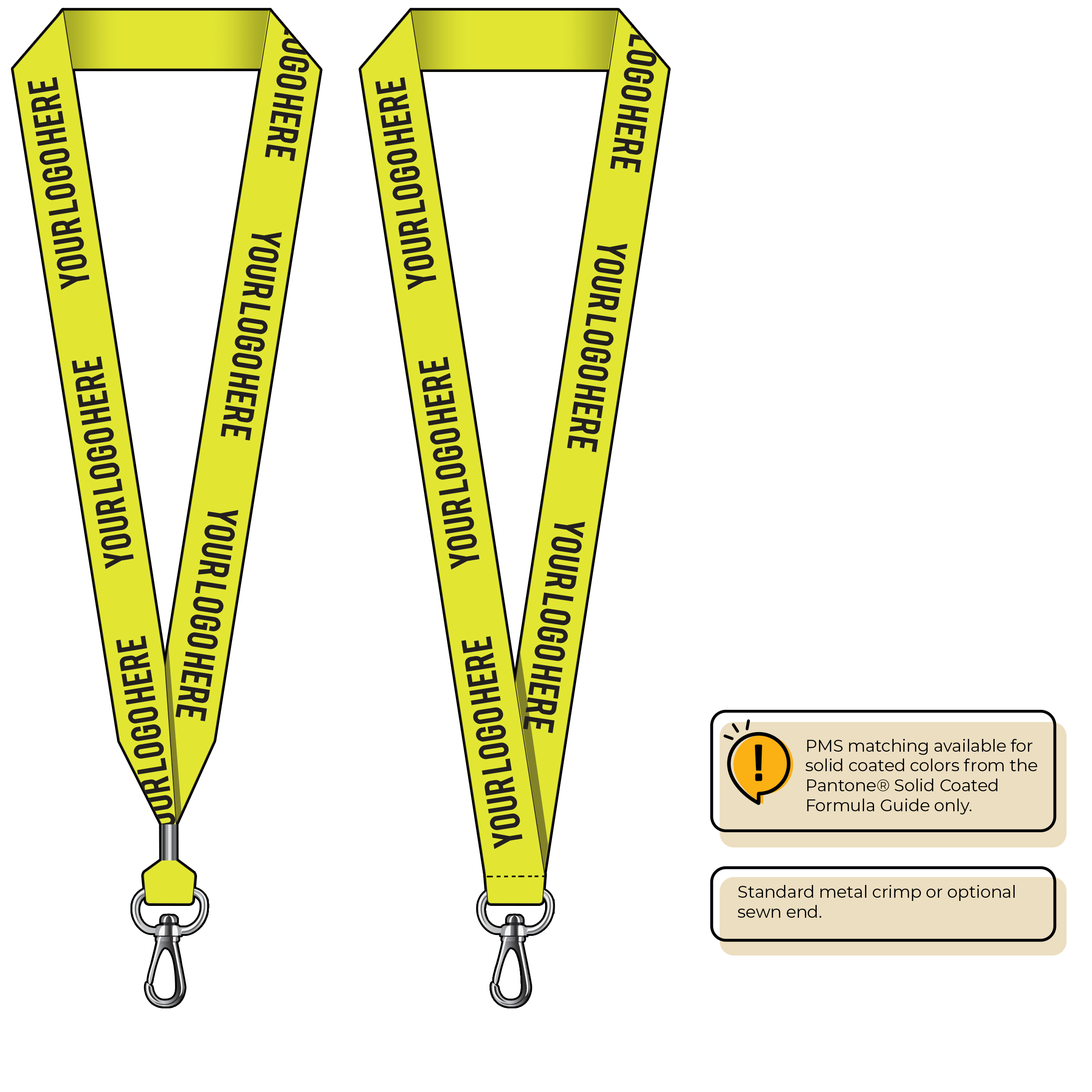 BHN014 | 1" Neon MicroWeave Silkscreen Lanyards :: NON-STANDARD END ATTACHMENTS
