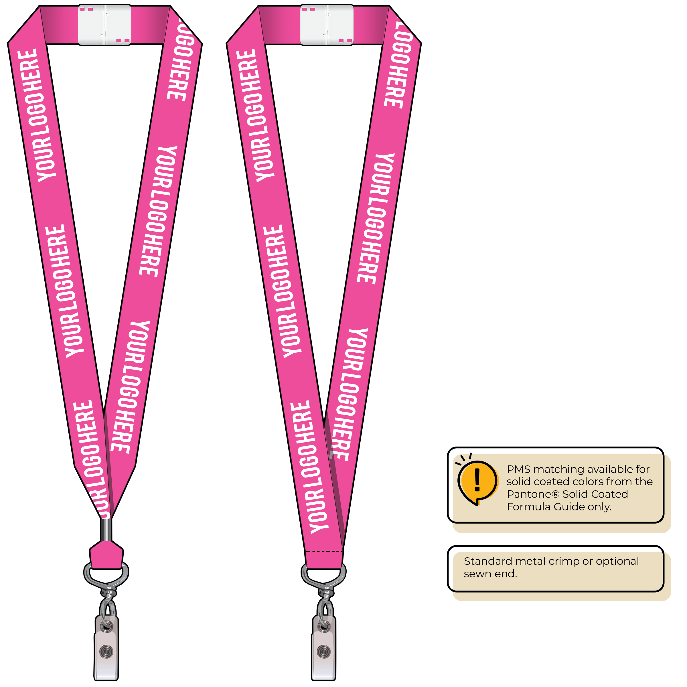 BHN014 | 1" Neon MicroWeave Silkscreen Lanyards :: NON-STANDARD END ATTACHMENTS