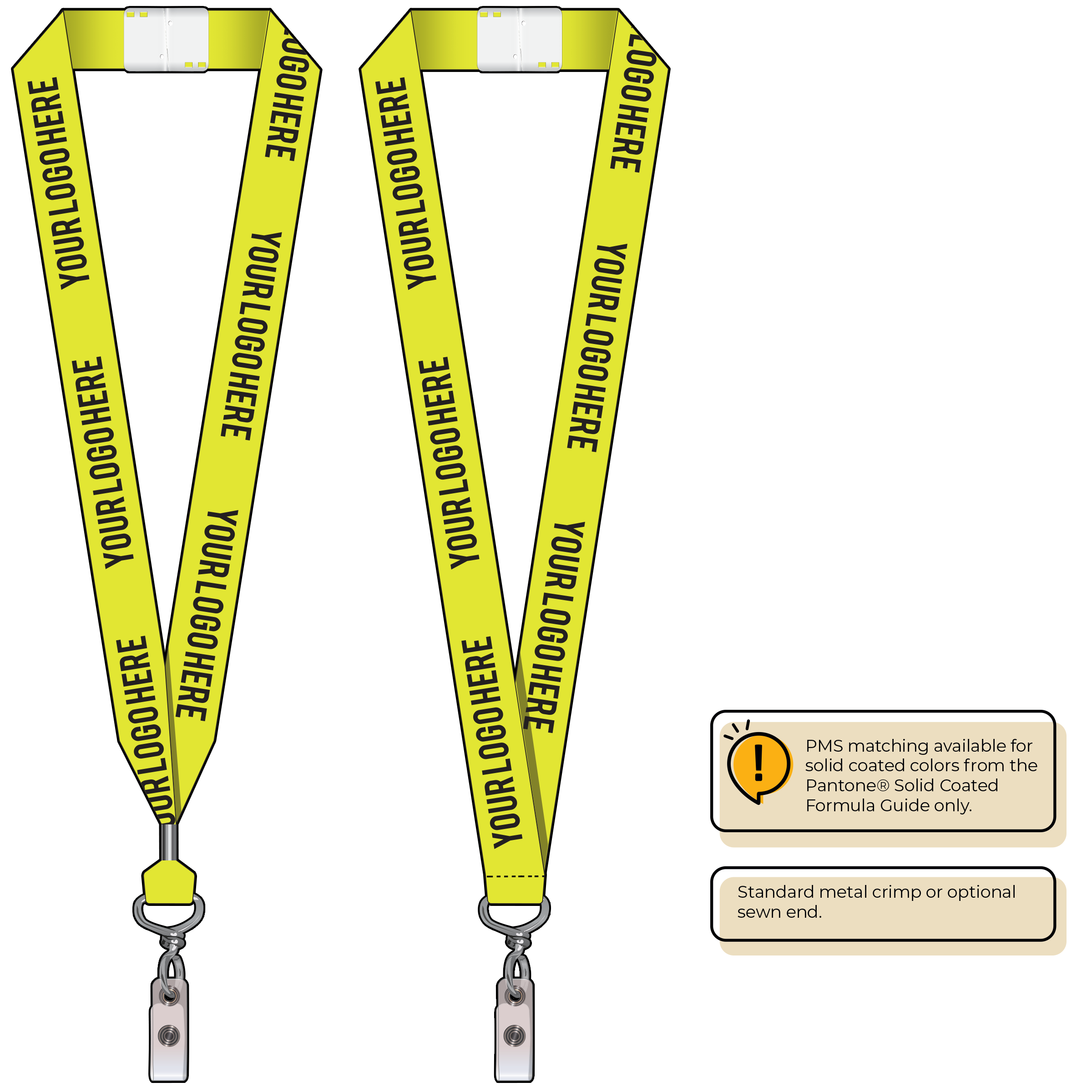 BHN014 | 1" Neon MicroWeave Silkscreen Lanyards :: NON-STANDARD END ATTACHMENTS