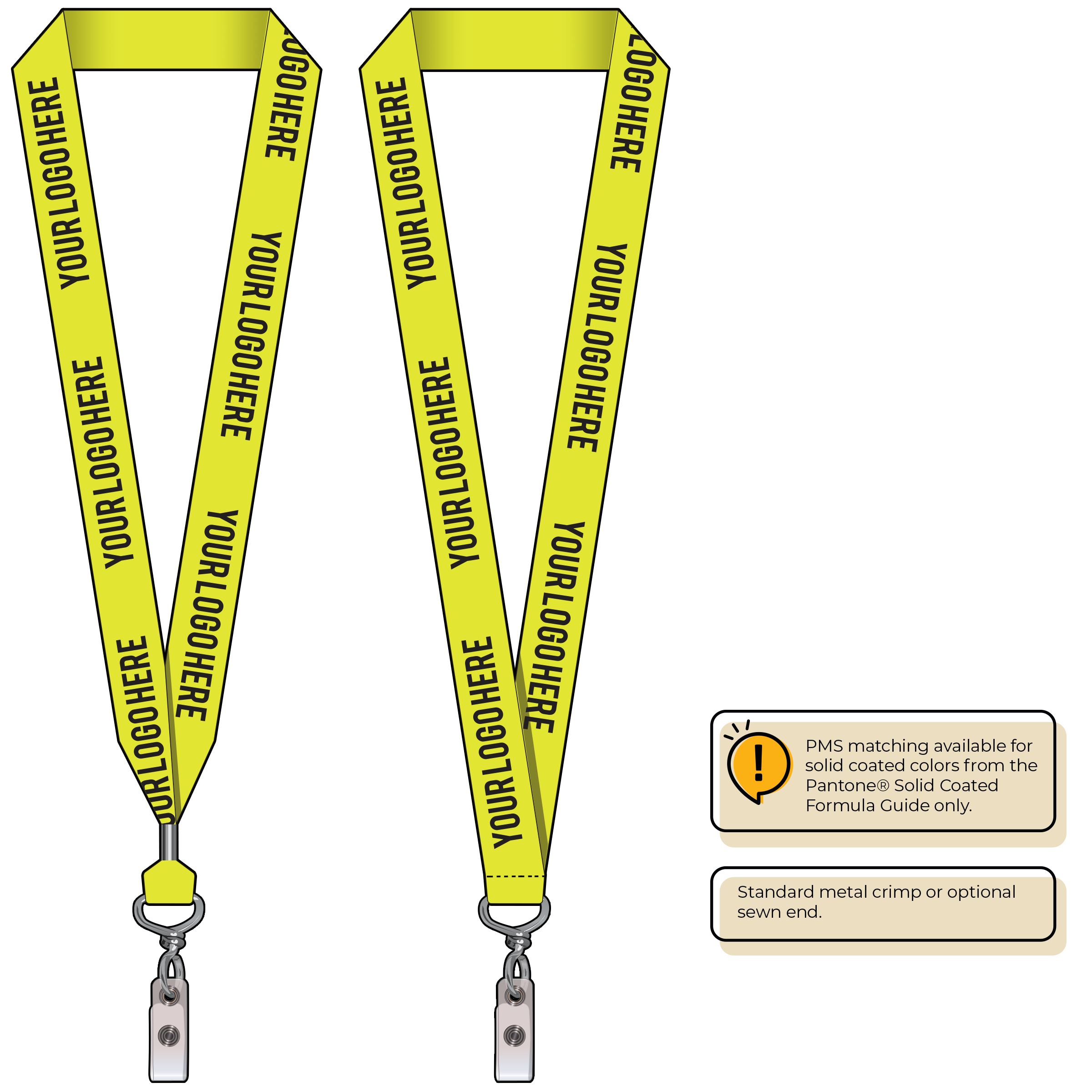BHN014 | 1" Neon MicroWeave Silkscreen Lanyards :: NON-STANDARD END ATTACHMENTS