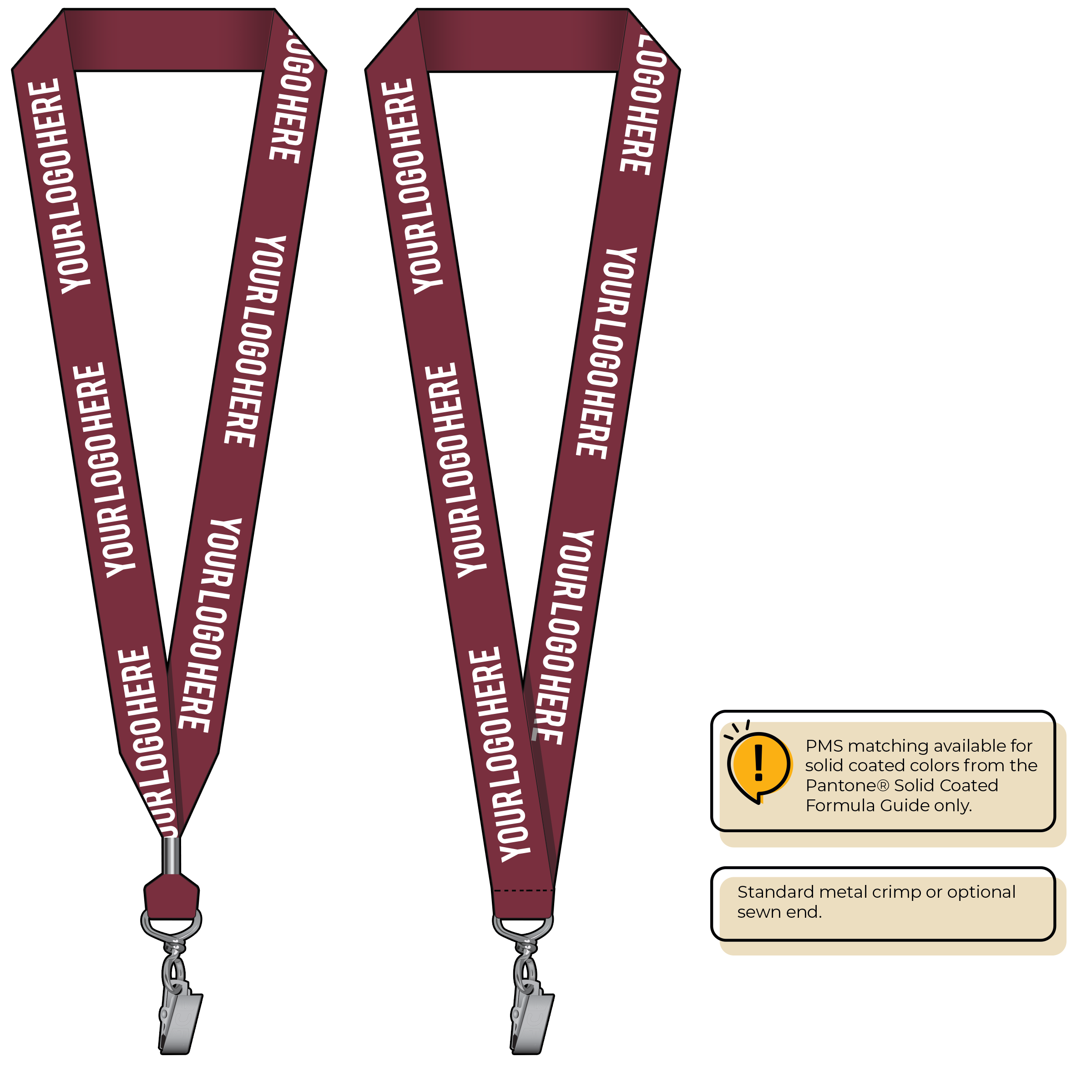 BH0014 | 1" MicroWeave Silkscreen Lanyards :: STANDARD END ATTACHMENTS
