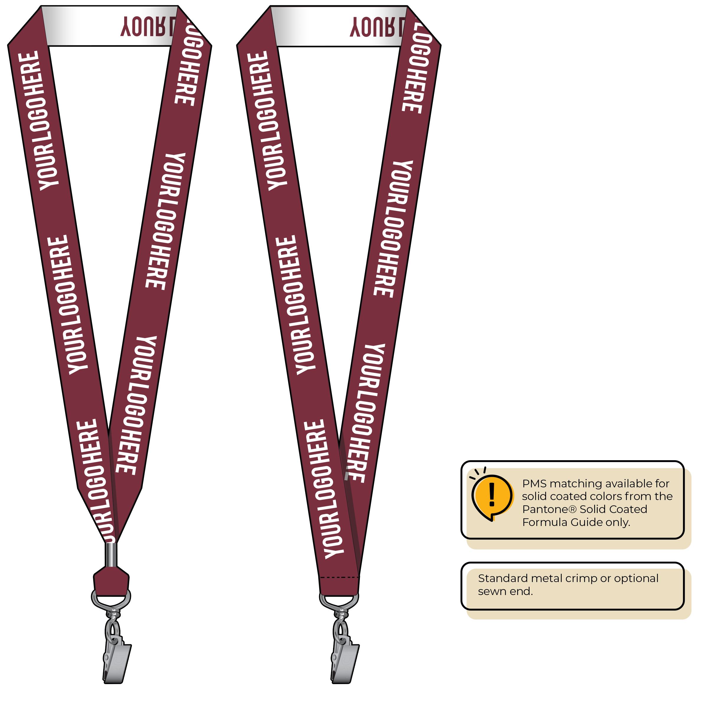 BH0024 | 1" Woven Lanyards :: STANDARD END ATTACHMENTS