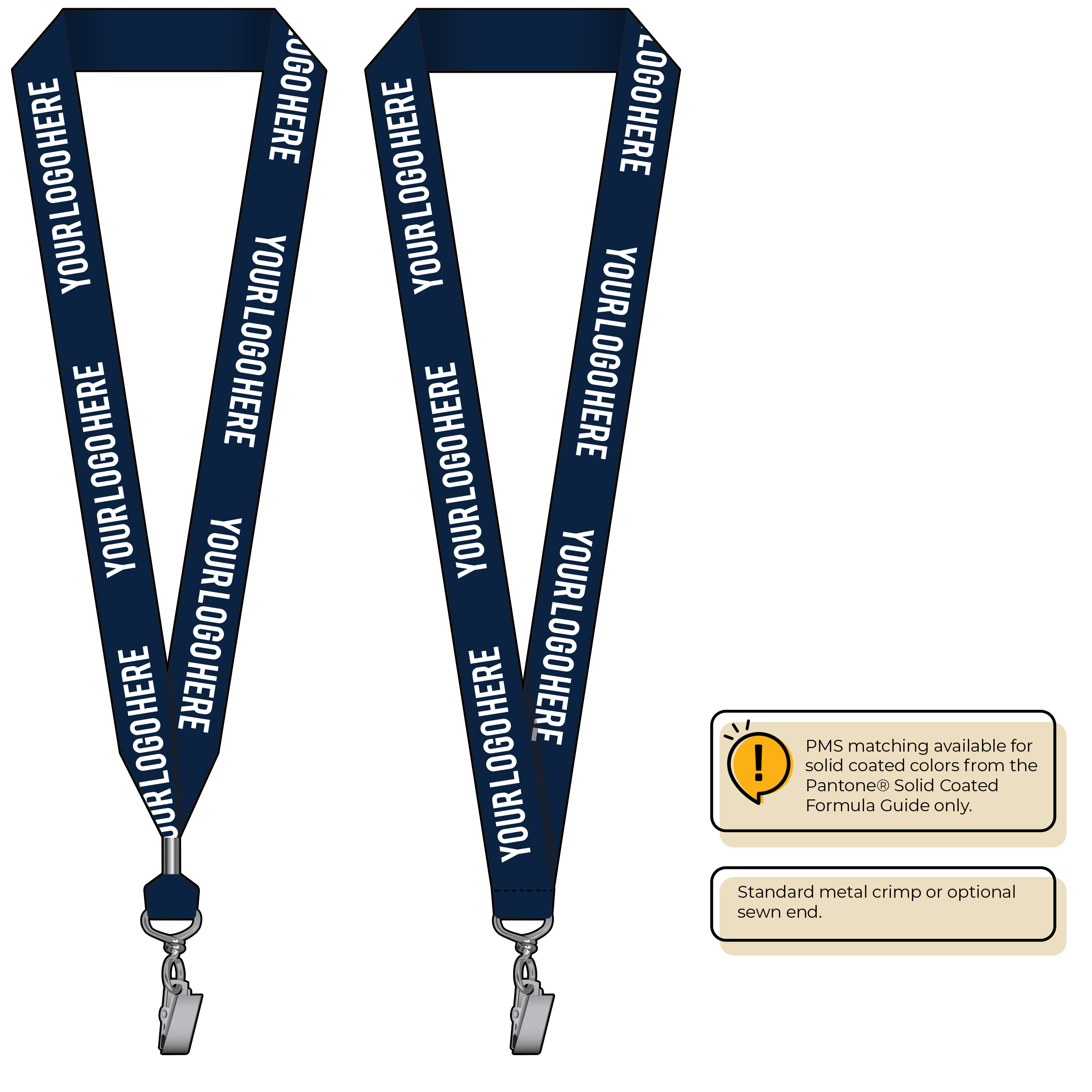 BH0014 | 1" MicroWeave Silkscreen Lanyards :: STANDARD END ATTACHMENTS