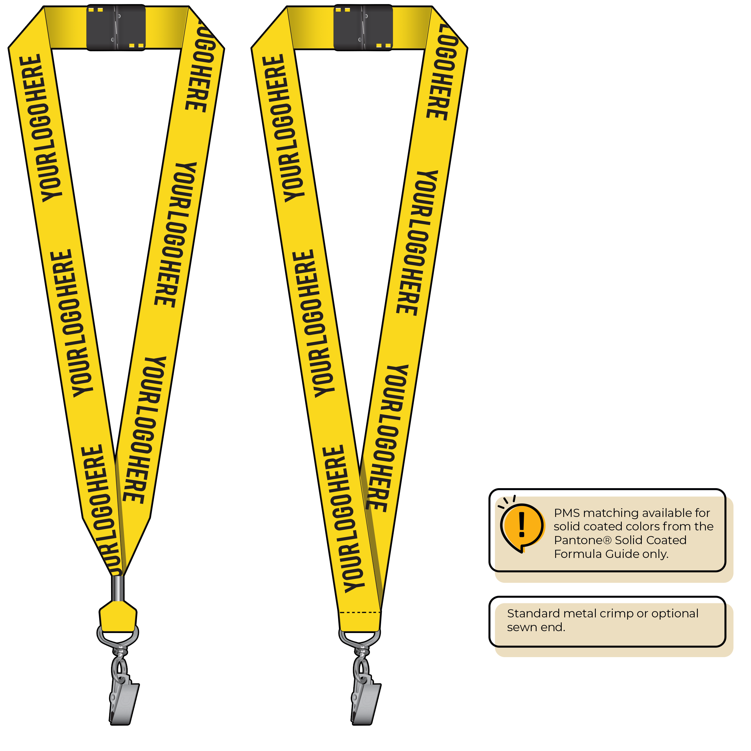 BH0014 | 1" MicroWeave Silkscreen Lanyards :: STANDARD END ATTACHMENTS