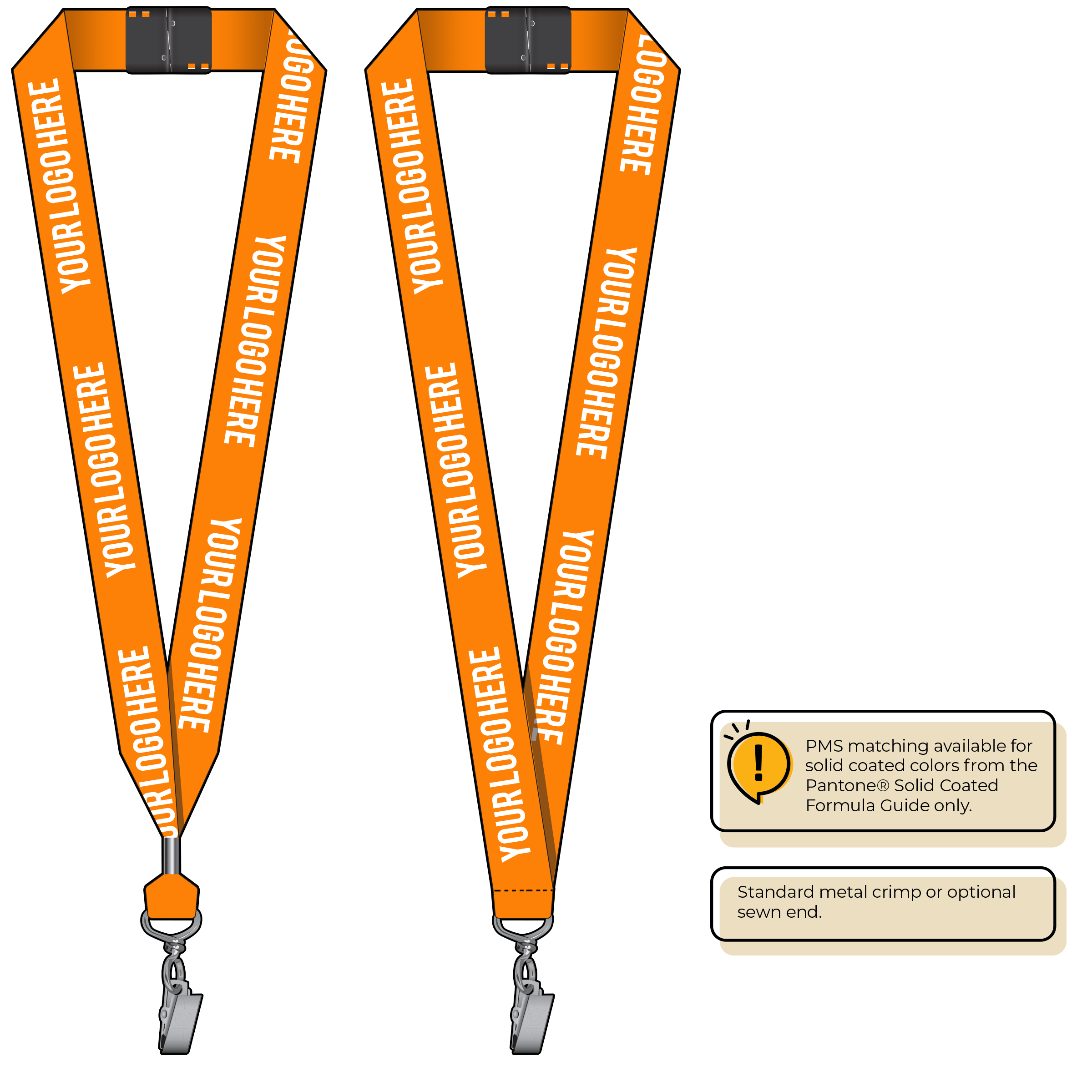 BH0014 | 1" MicroWeave Silkscreen Lanyards :: STANDARD END ATTACHMENTS