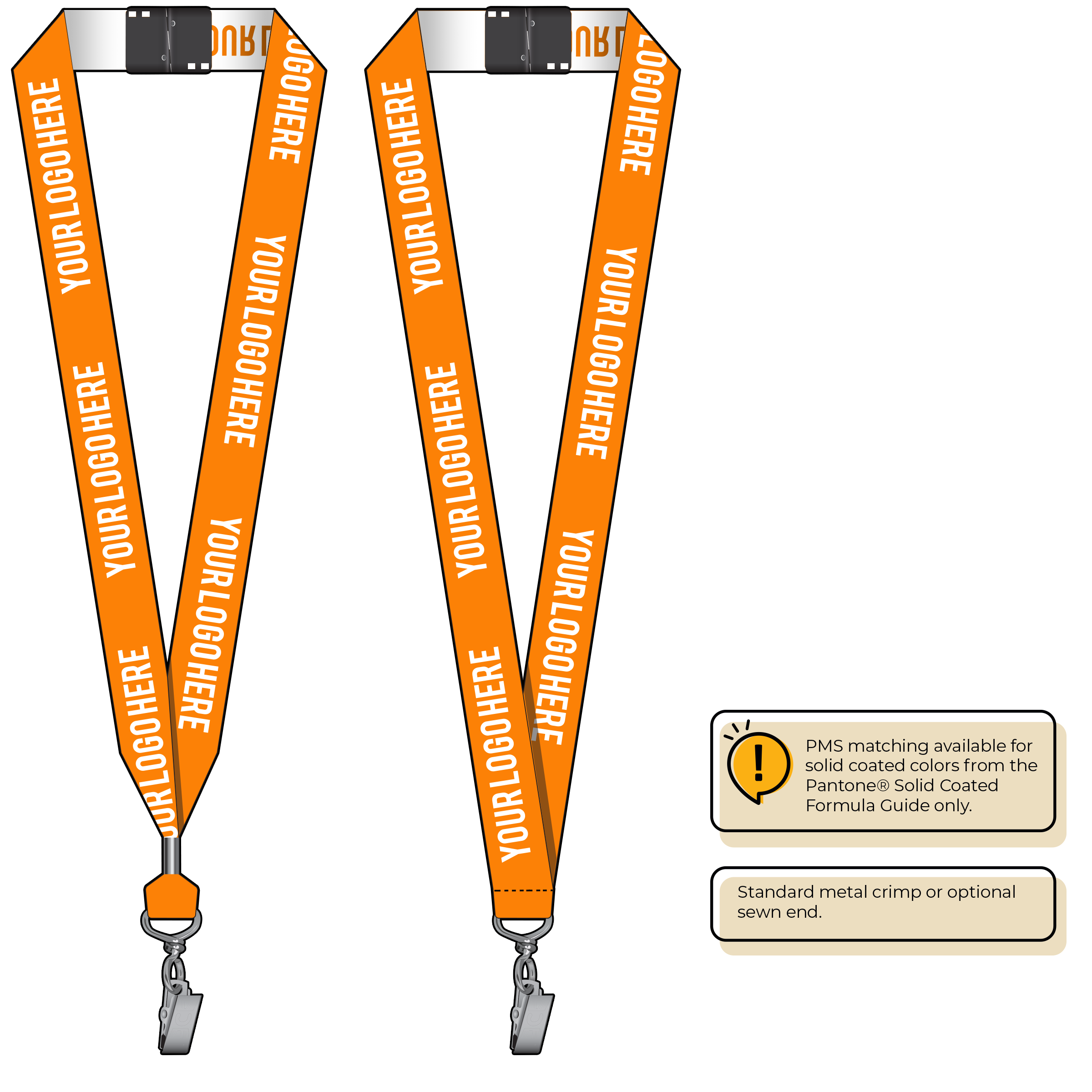 BH0024 | 1" Woven Lanyards :: STANDARD END ATTACHMENTS