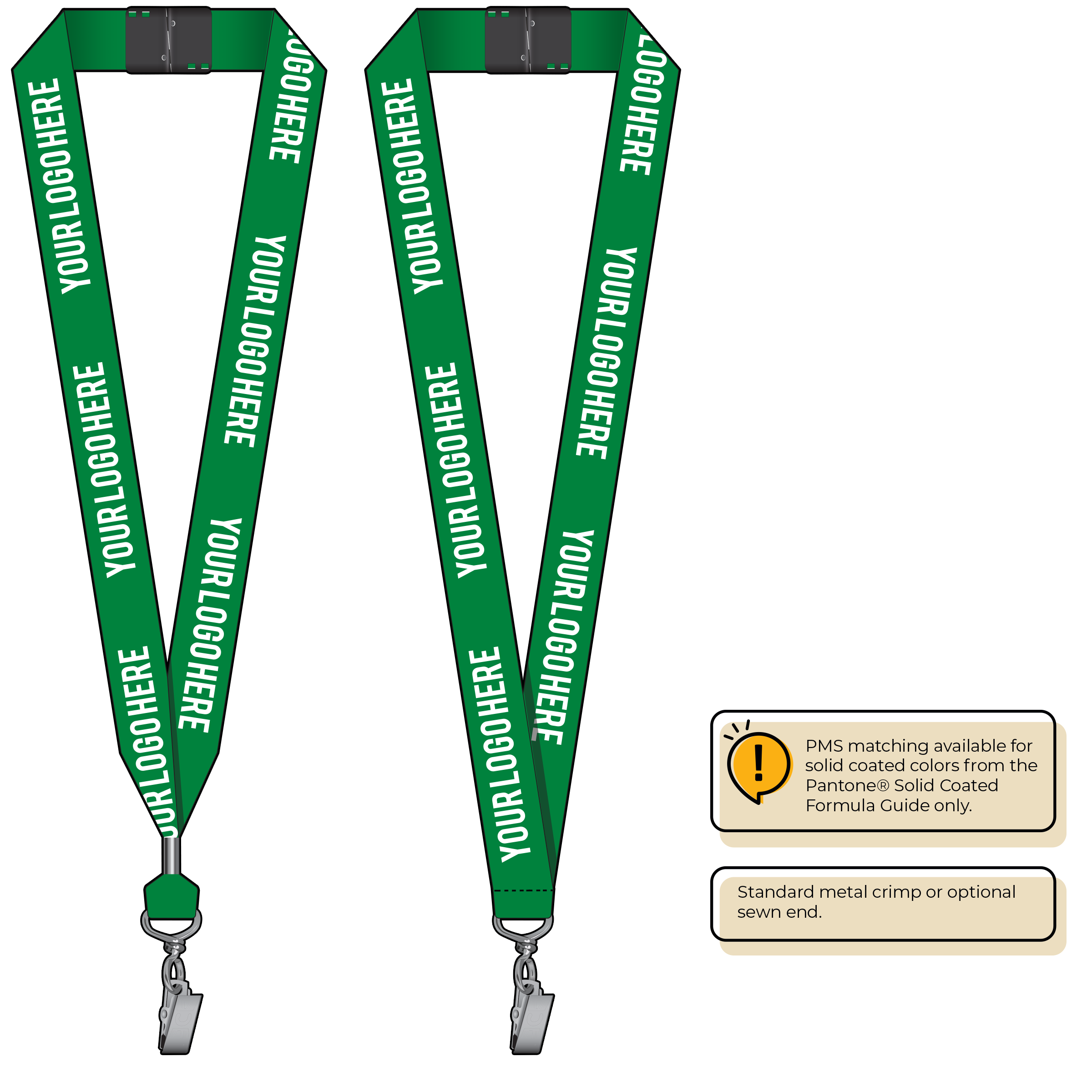 BH0014 | 1" MicroWeave Silkscreen Lanyards :: STANDARD END ATTACHMENTS
