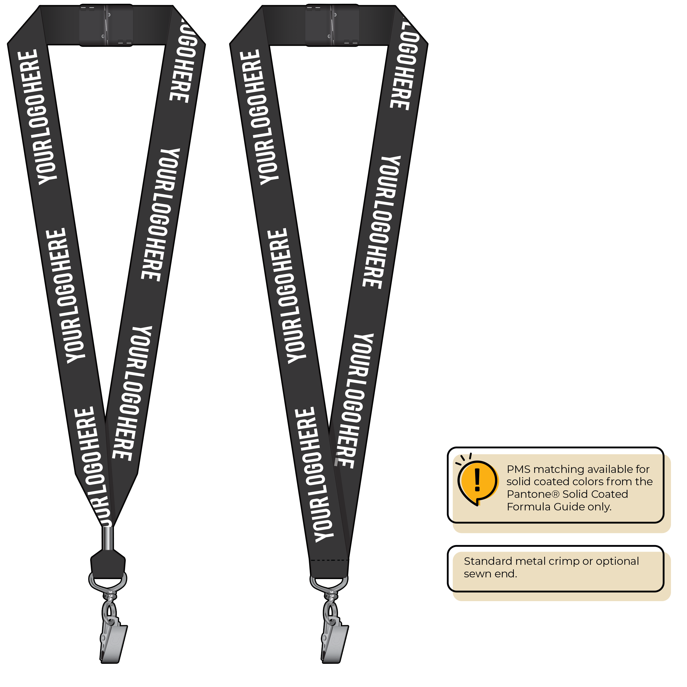 BH0014 | 1" MicroWeave Silkscreen Lanyards :: STANDARD END ATTACHMENTS