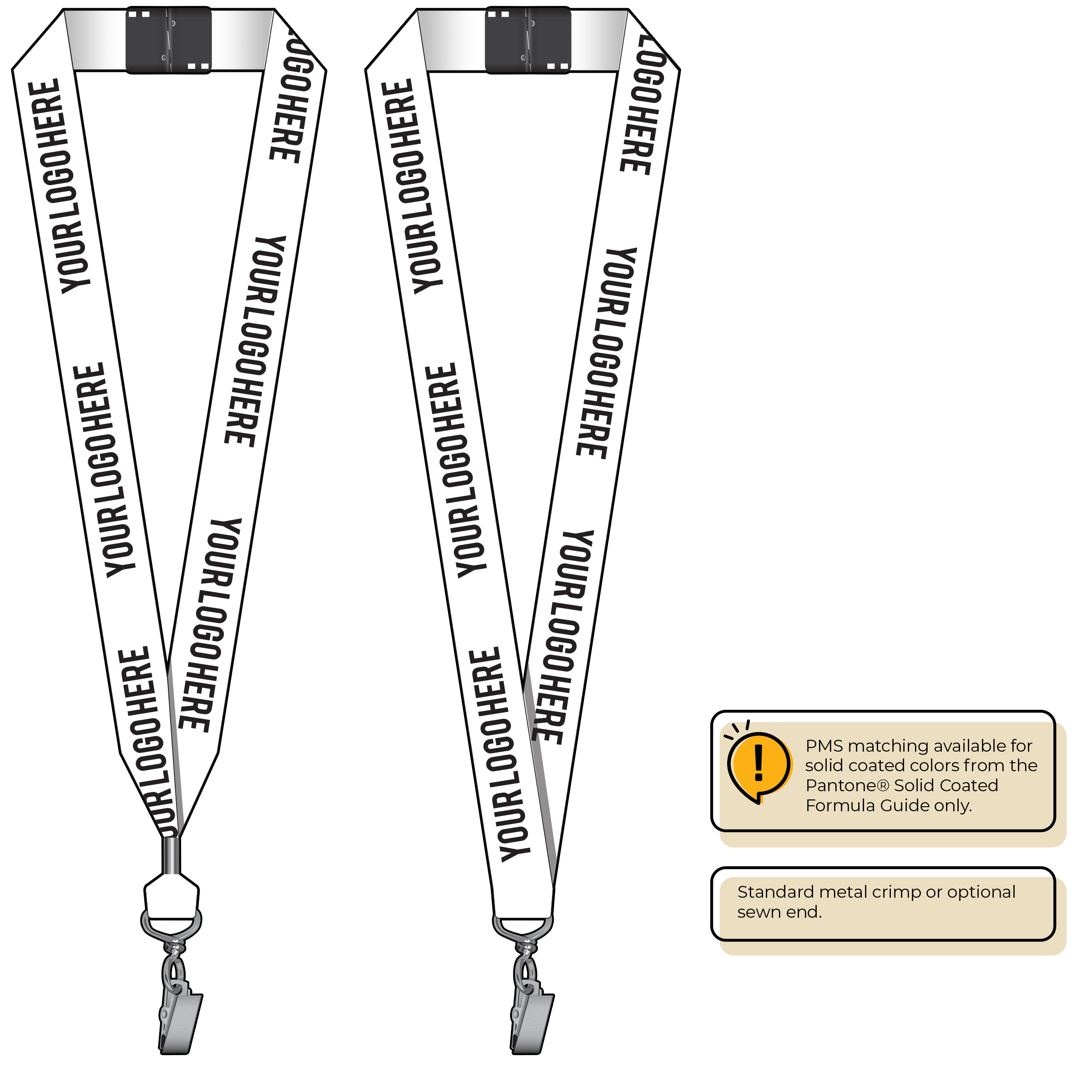 BH0014 | 1" MicroWeave Silkscreen Lanyards :: STANDARD END ATTACHMENTS