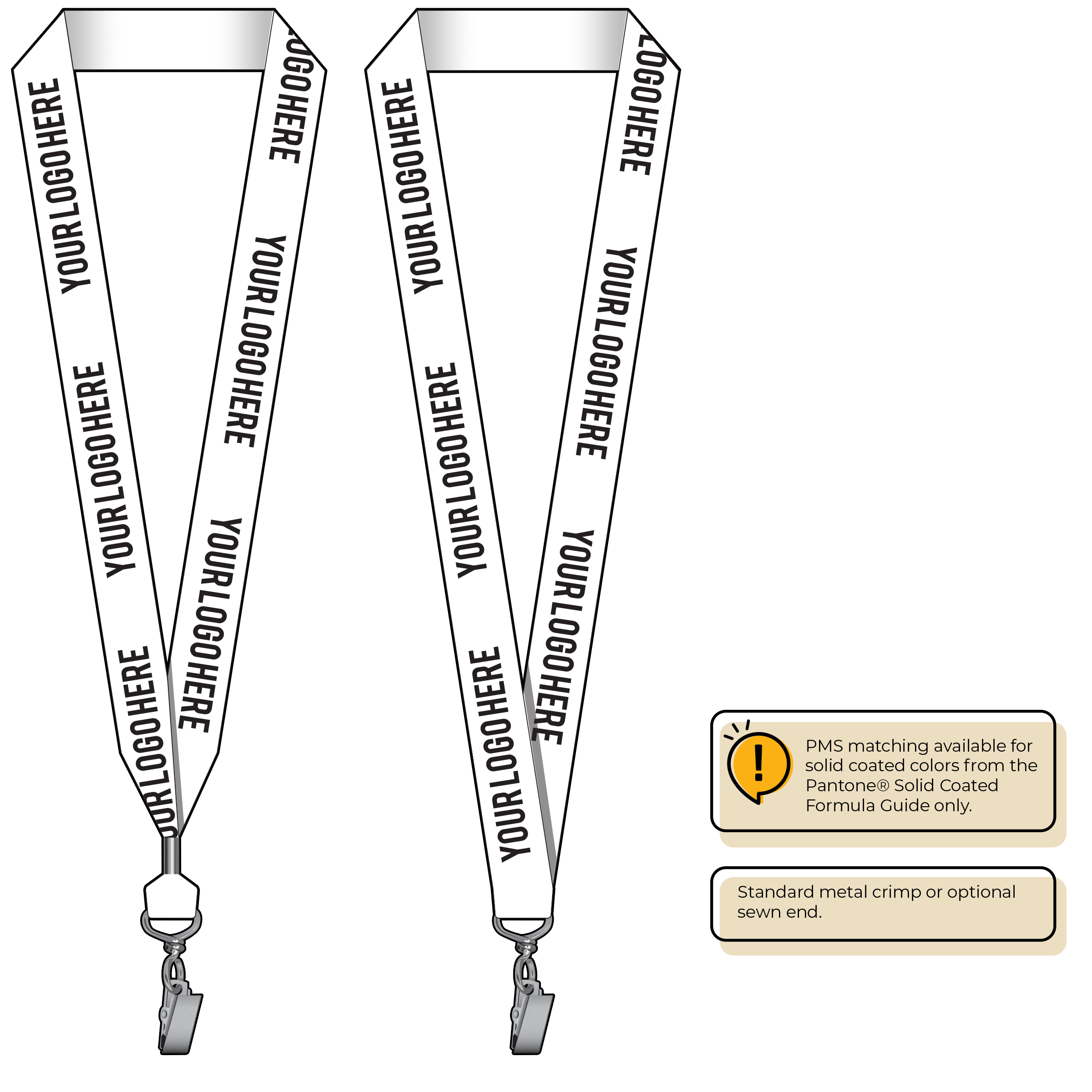 BH0014 | 1" MicroWeave Silkscreen Lanyards :: STANDARD END ATTACHMENTS