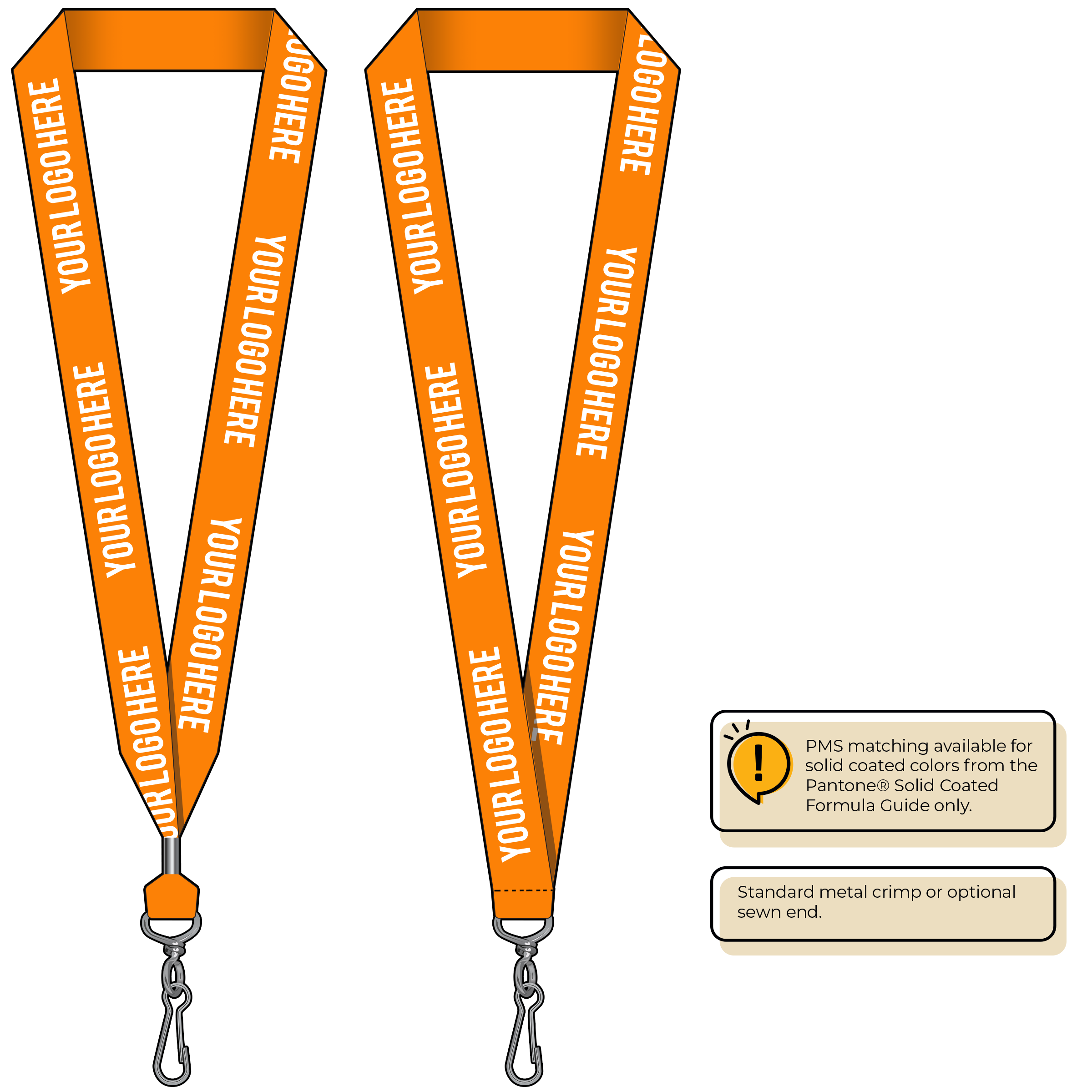 BH0014 | 1" MicroWeave Silkscreen Lanyards :: STANDARD END ATTACHMENTS