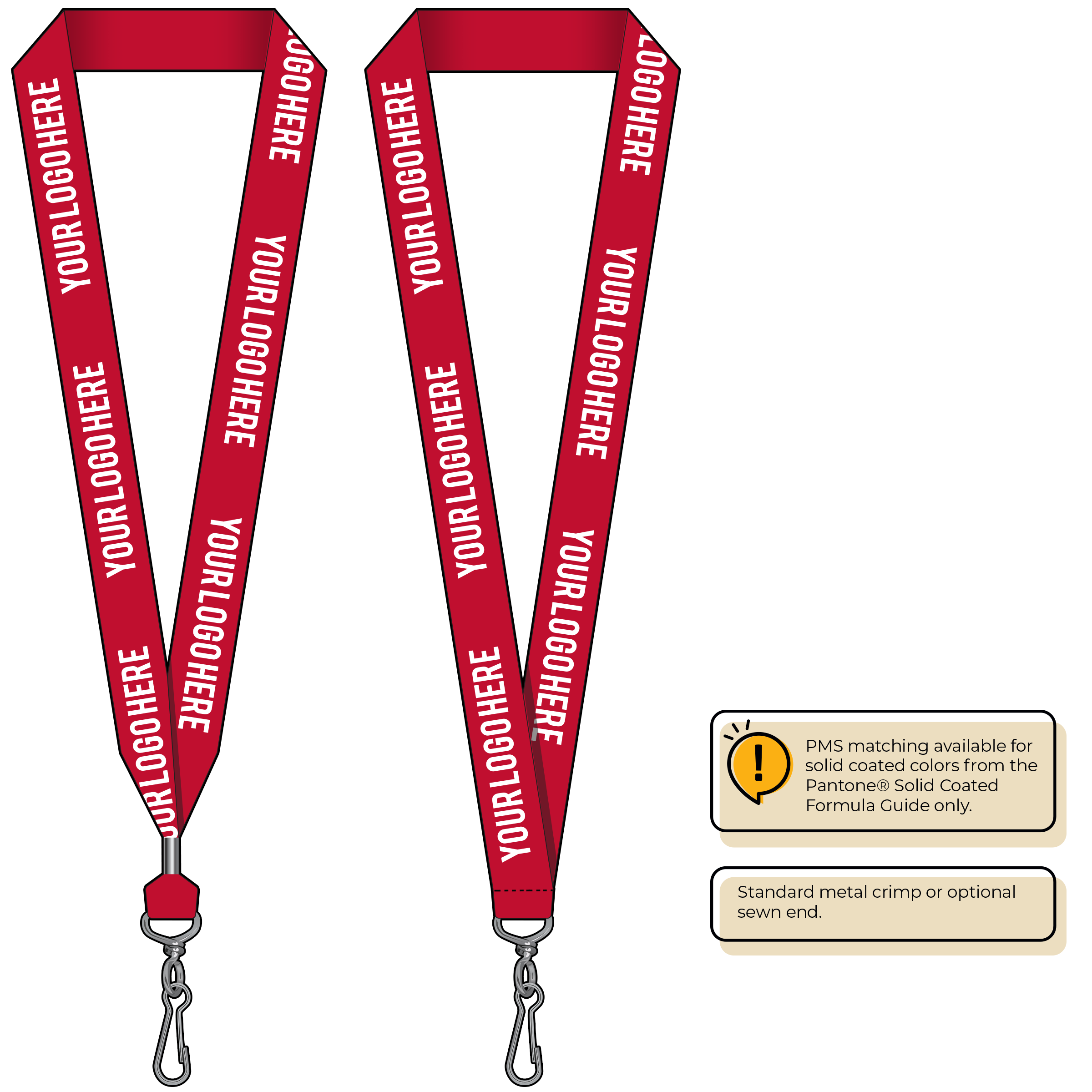 BH0014 | 1" MicroWeave Silkscreen Lanyards :: STANDARD END ATTACHMENTS