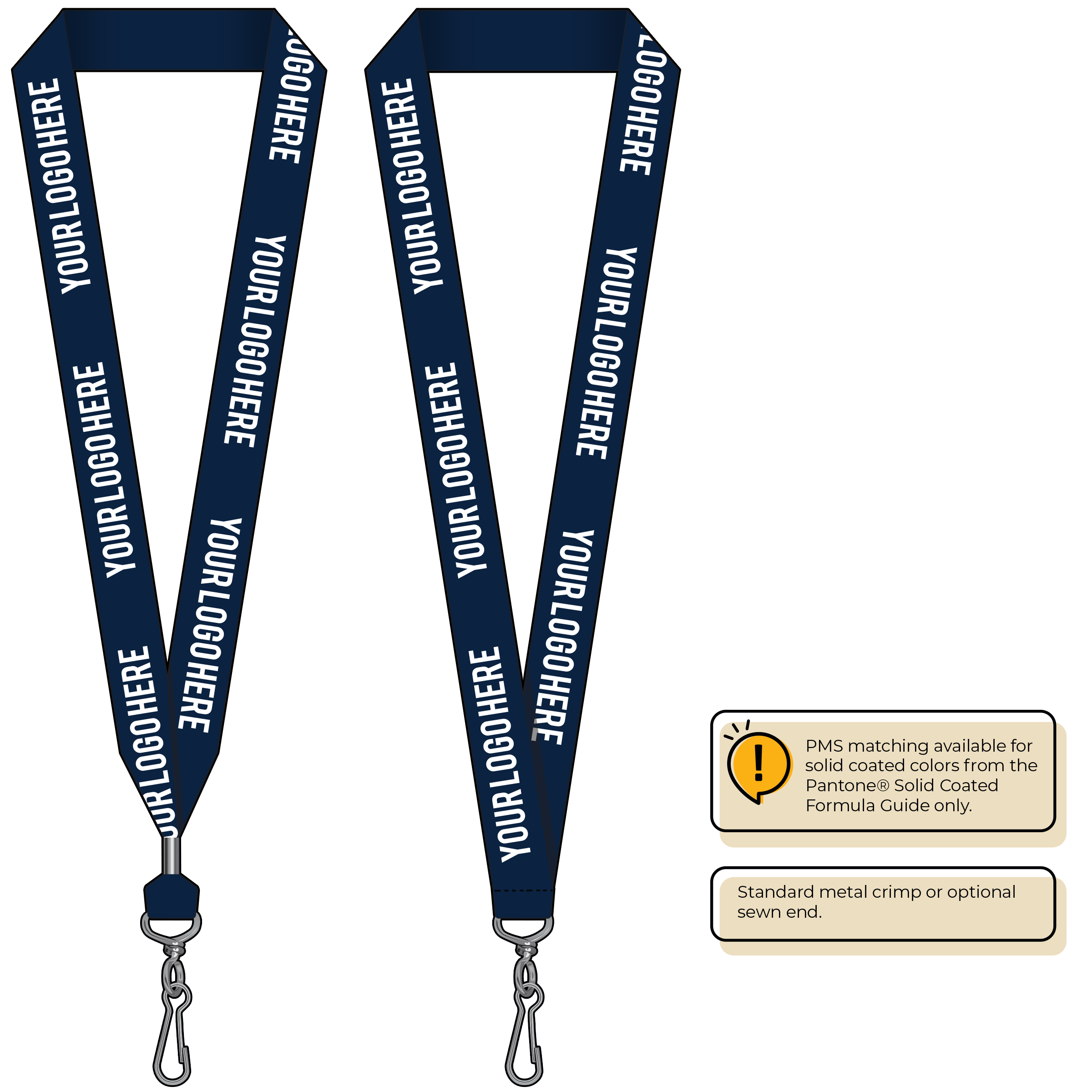 BH0014 | 1" MicroWeave Silkscreen Lanyards :: STANDARD END ATTACHMENTS