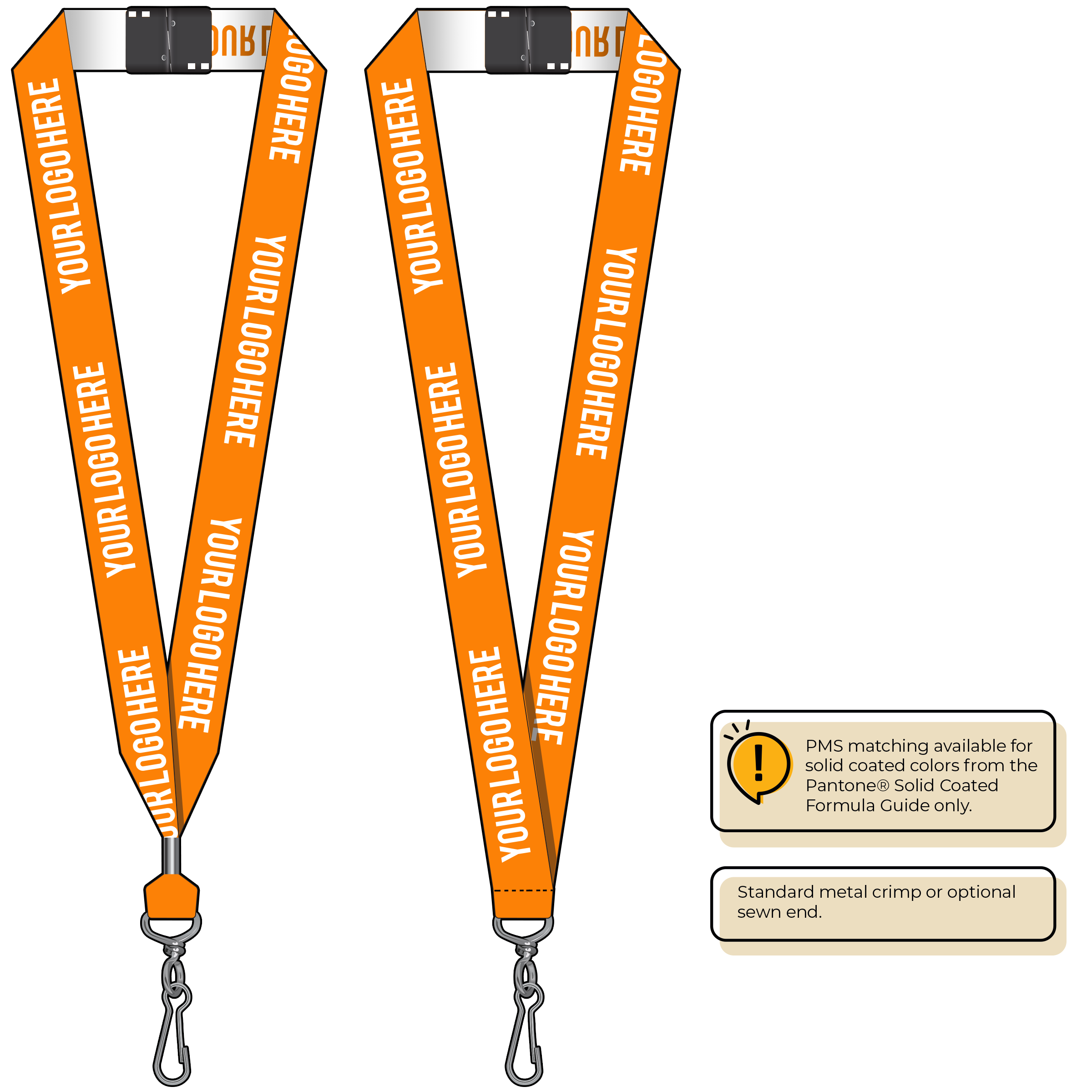 BH0024 | 1" Woven Lanyards :: STANDARD END ATTACHMENTS