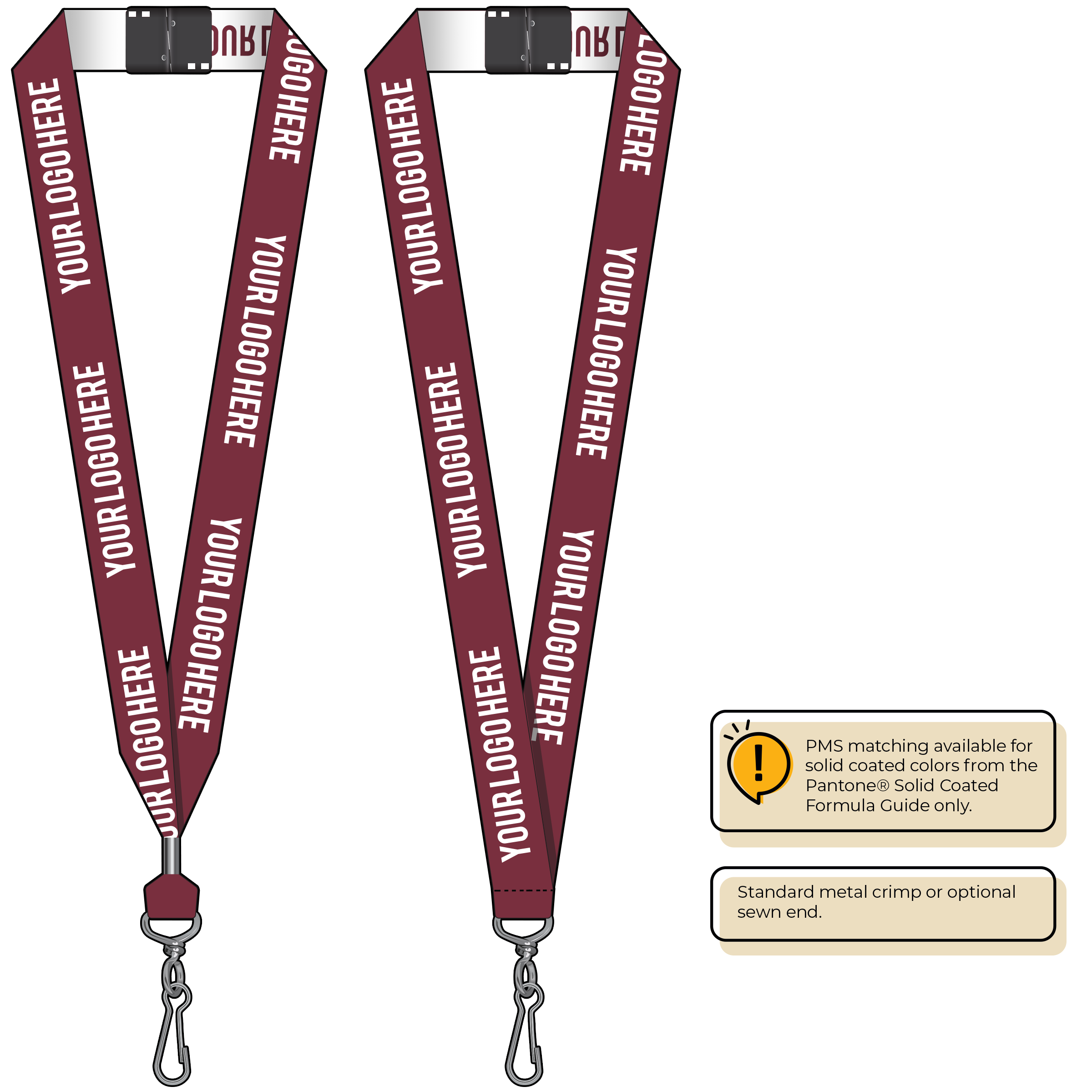 BH0024 | 1" Woven Lanyards :: STANDARD END ATTACHMENTS