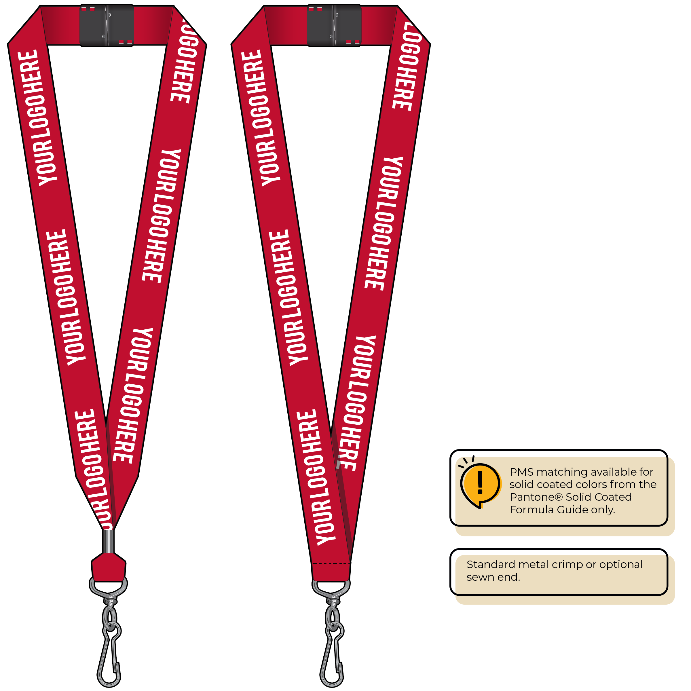 BH0014 | 1" MicroWeave Silkscreen Lanyards :: STANDARD END ATTACHMENTS