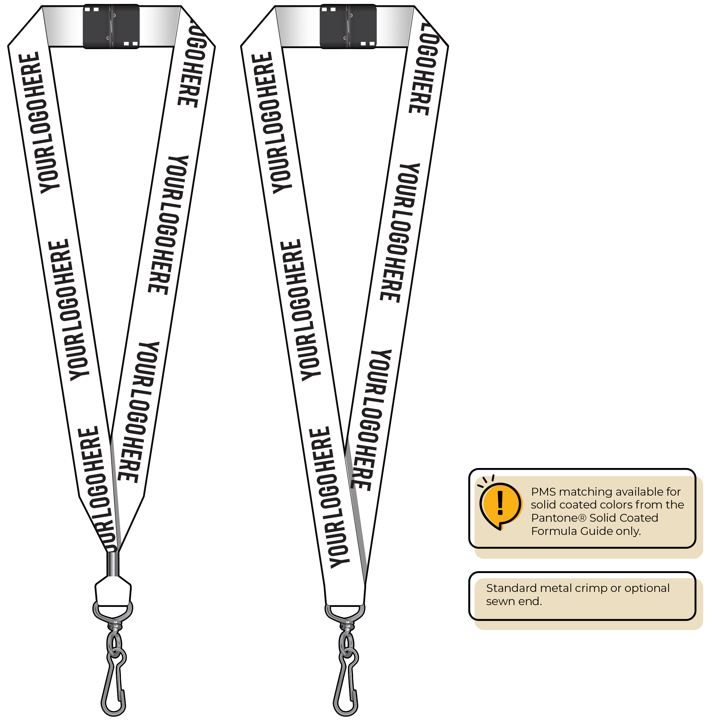BH0014 | 1" MicroWeave Silkscreen Lanyards :: STANDARD END ATTACHMENTS