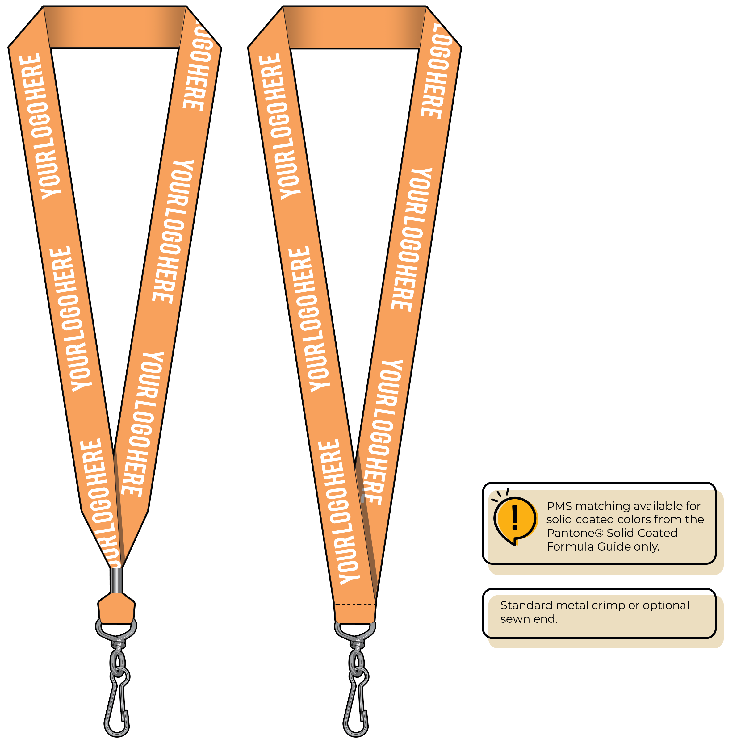 BHN014 | 1" Neon MicroWeave Silkscreen Lanyards :: STANDARD END ATTACHMENTS