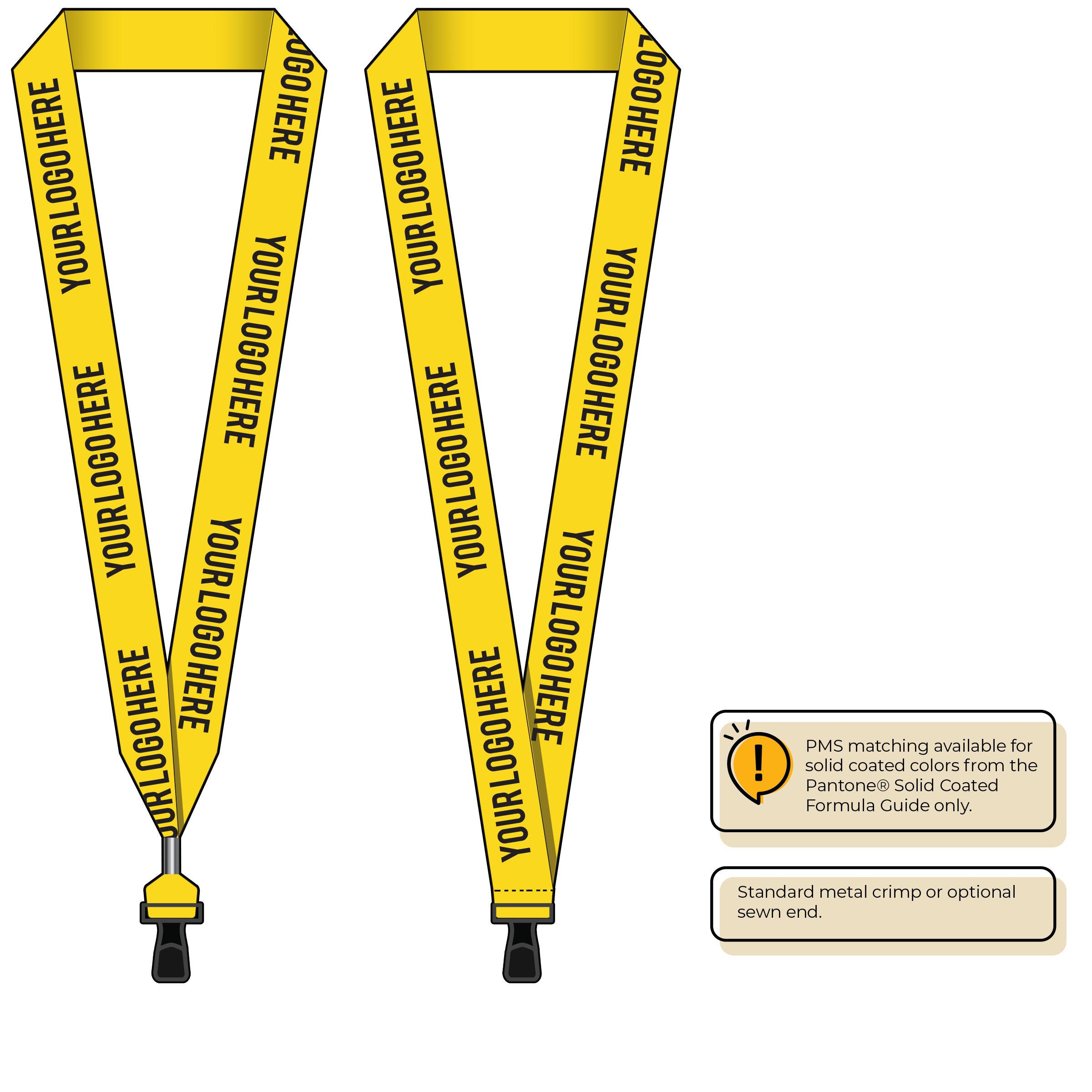 BH0014 | 1" MicroWeave Silkscreen Lanyards :: STANDARD END ATTACHMENTS