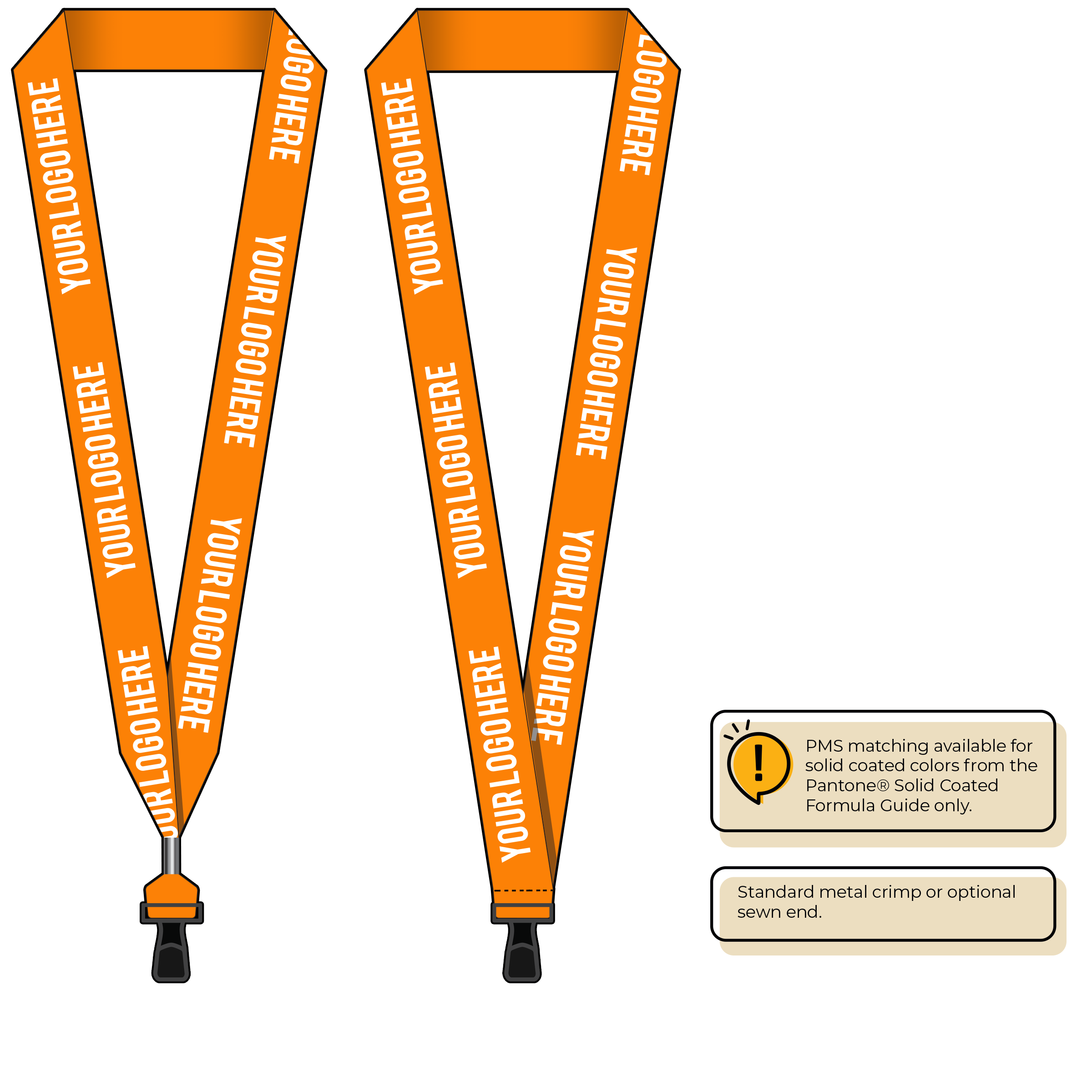 BH0014 | 1" MicroWeave Silkscreen Lanyards :: STANDARD END ATTACHMENTS