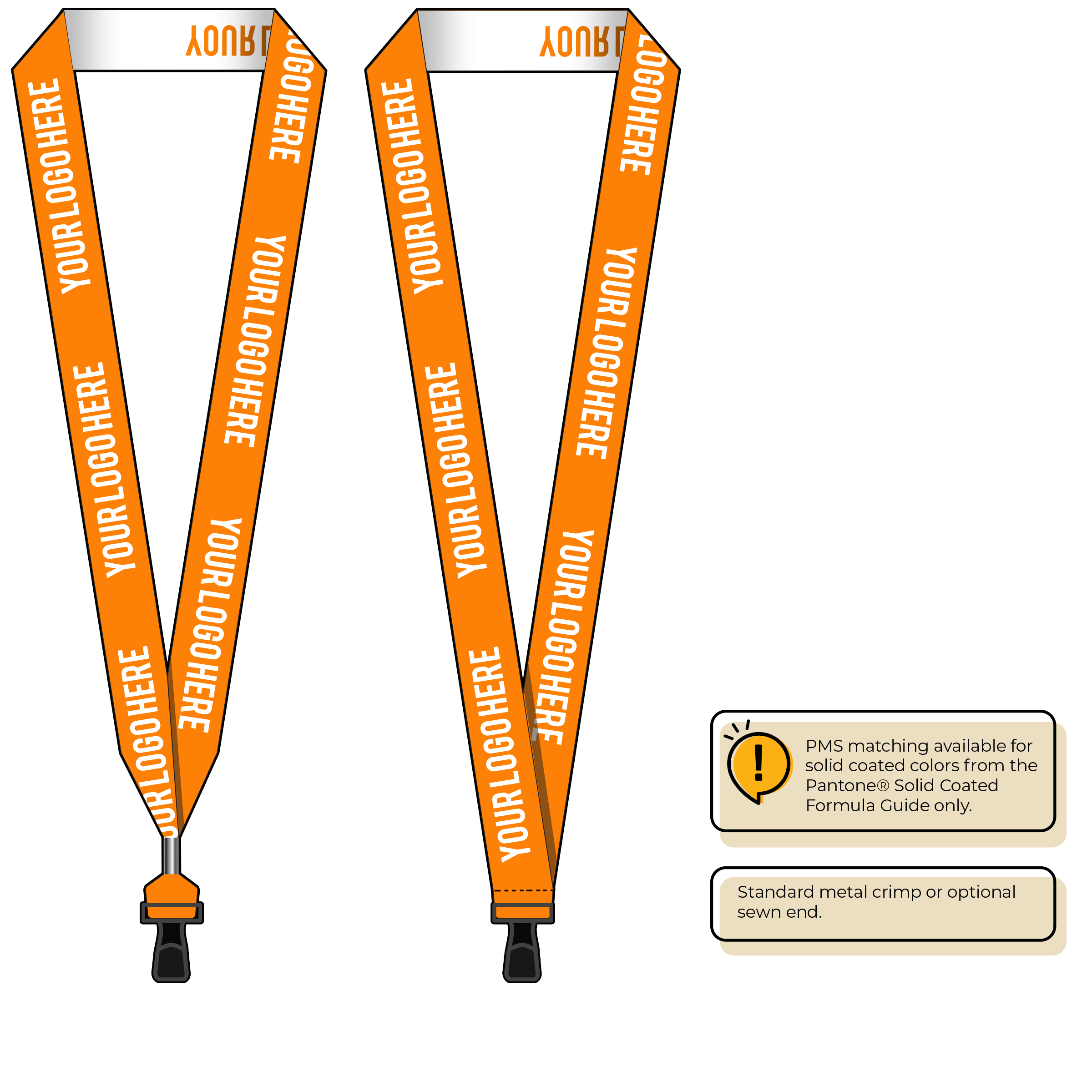 BH0024 | 1" Woven Lanyards :: STANDARD END ATTACHMENTS