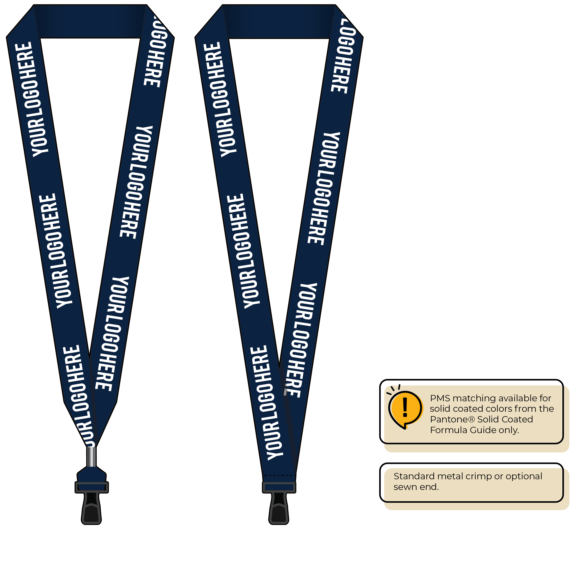 BH0014 | 1" MicroWeave Silkscreen Lanyards :: STANDARD END ATTACHMENTS