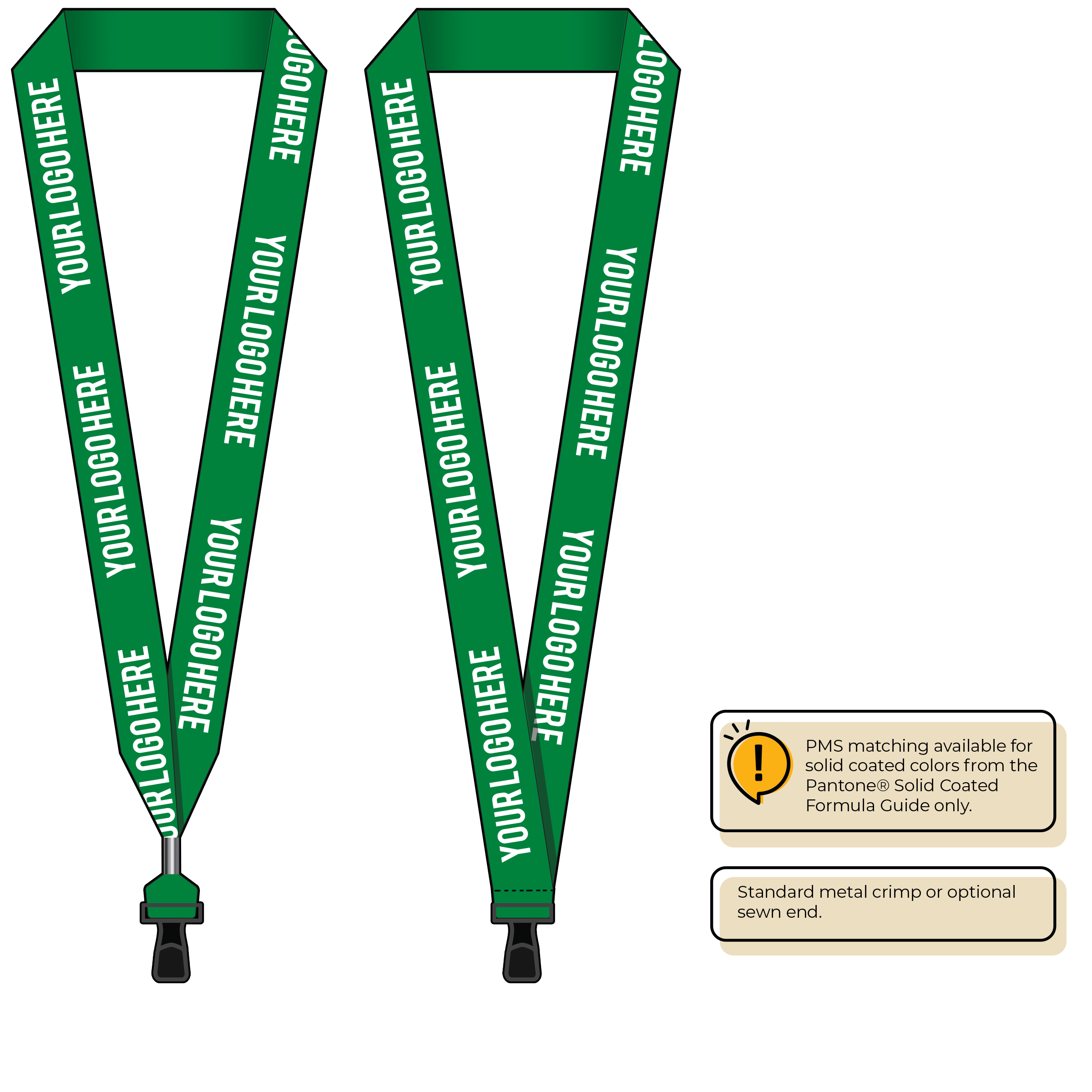 BH0014 | 1" MicroWeave Silkscreen Lanyards :: STANDARD END ATTACHMENTS