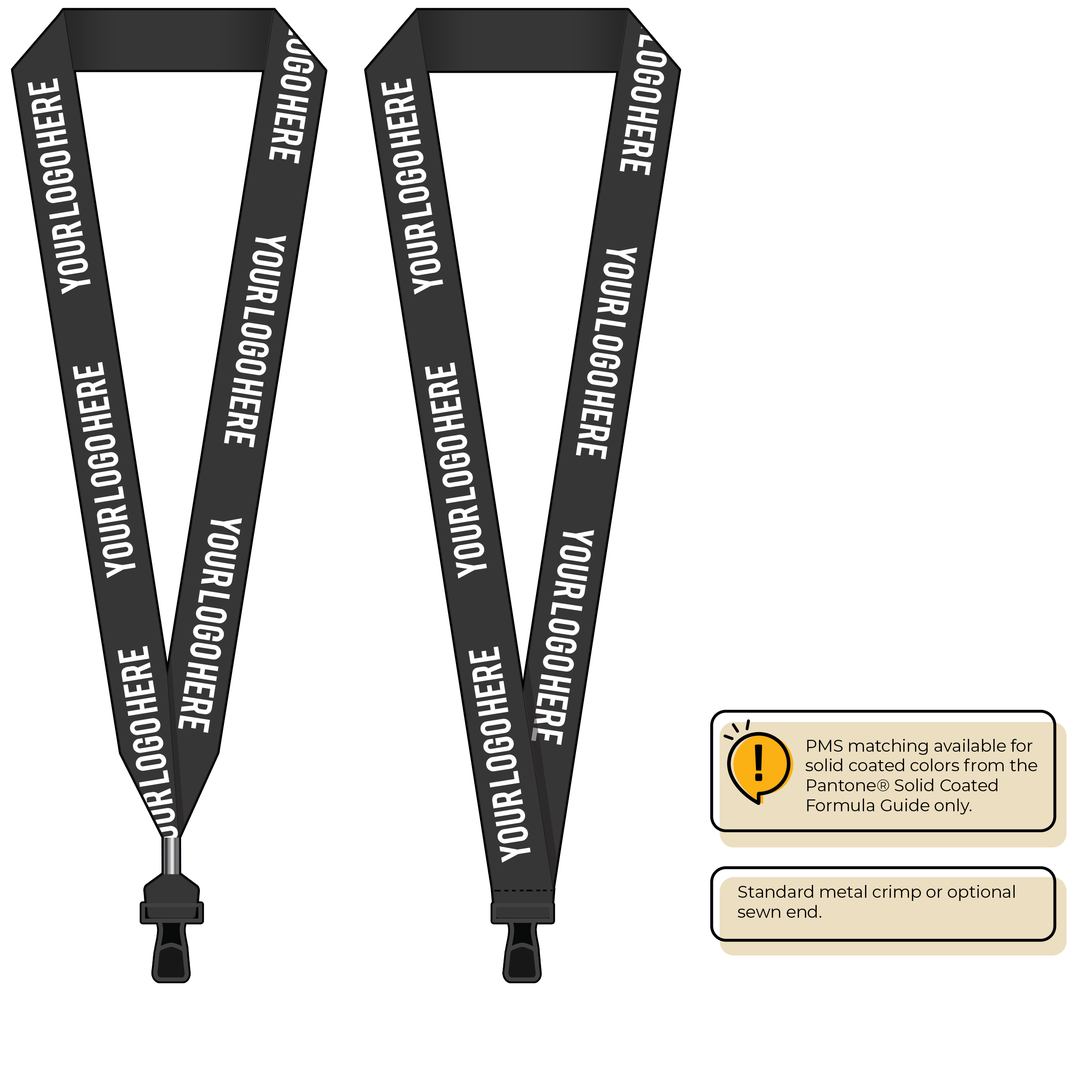 BH0014 | 1" MicroWeave Silkscreen Lanyards :: STANDARD END ATTACHMENTS