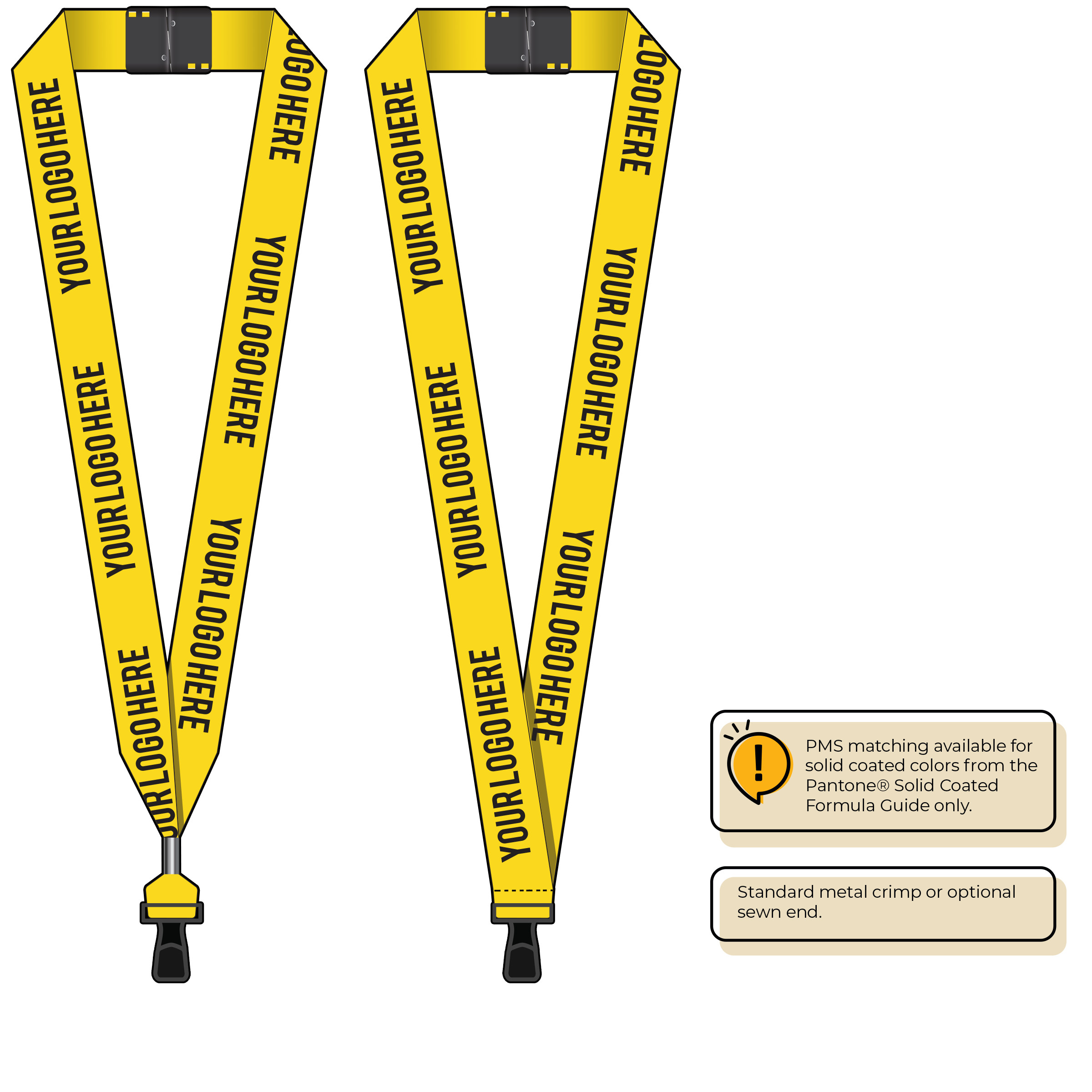 BH0014 | 1" MicroWeave Silkscreen Lanyards :: STANDARD END ATTACHMENTS
