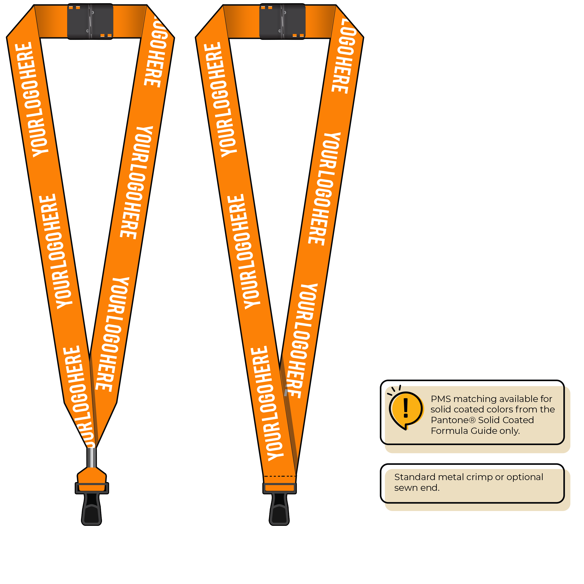 BH0014 | 1" MicroWeave Silkscreen Lanyards :: STANDARD END ATTACHMENTS