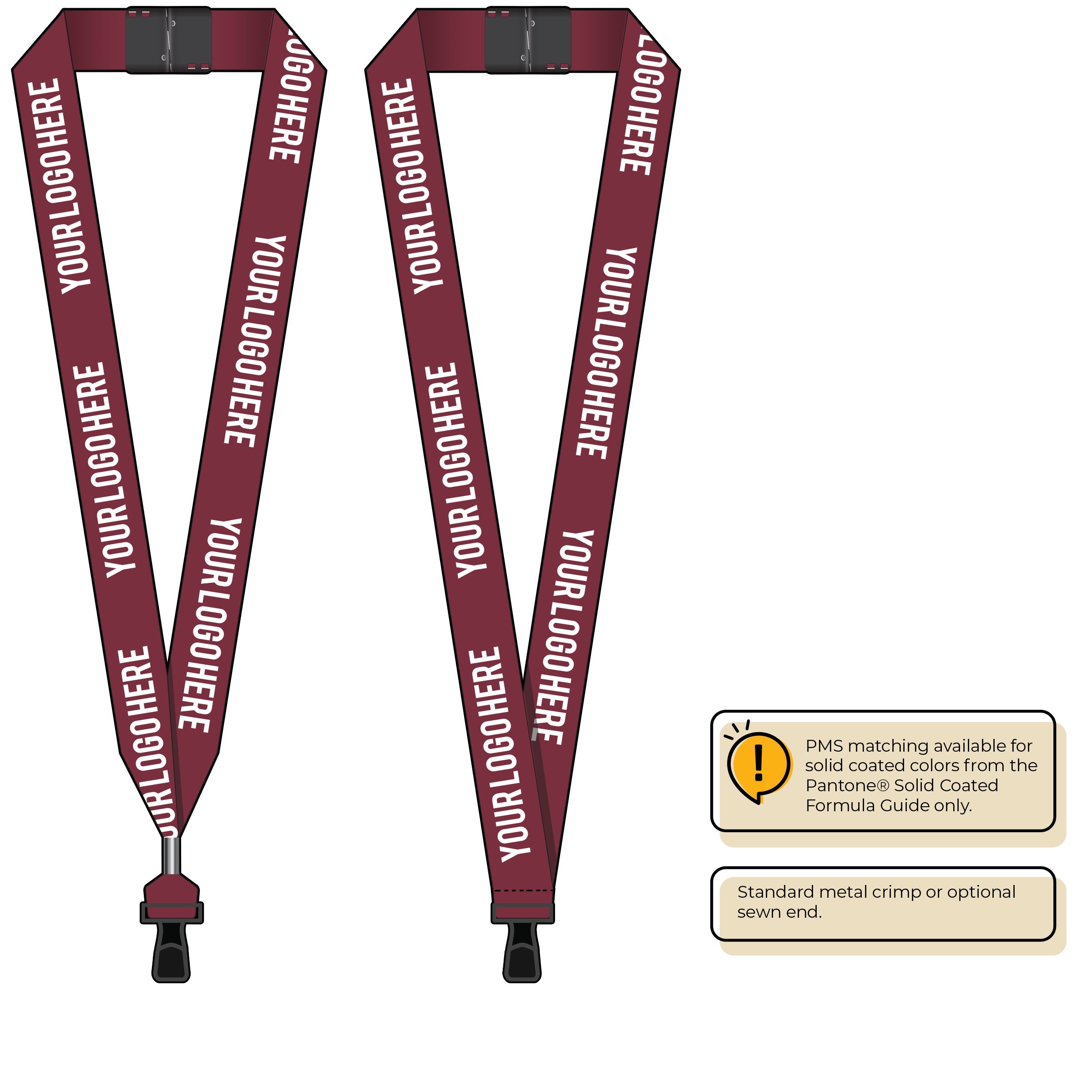 BH0014 | 1" MicroWeave Silkscreen Lanyards :: STANDARD END ATTACHMENTS