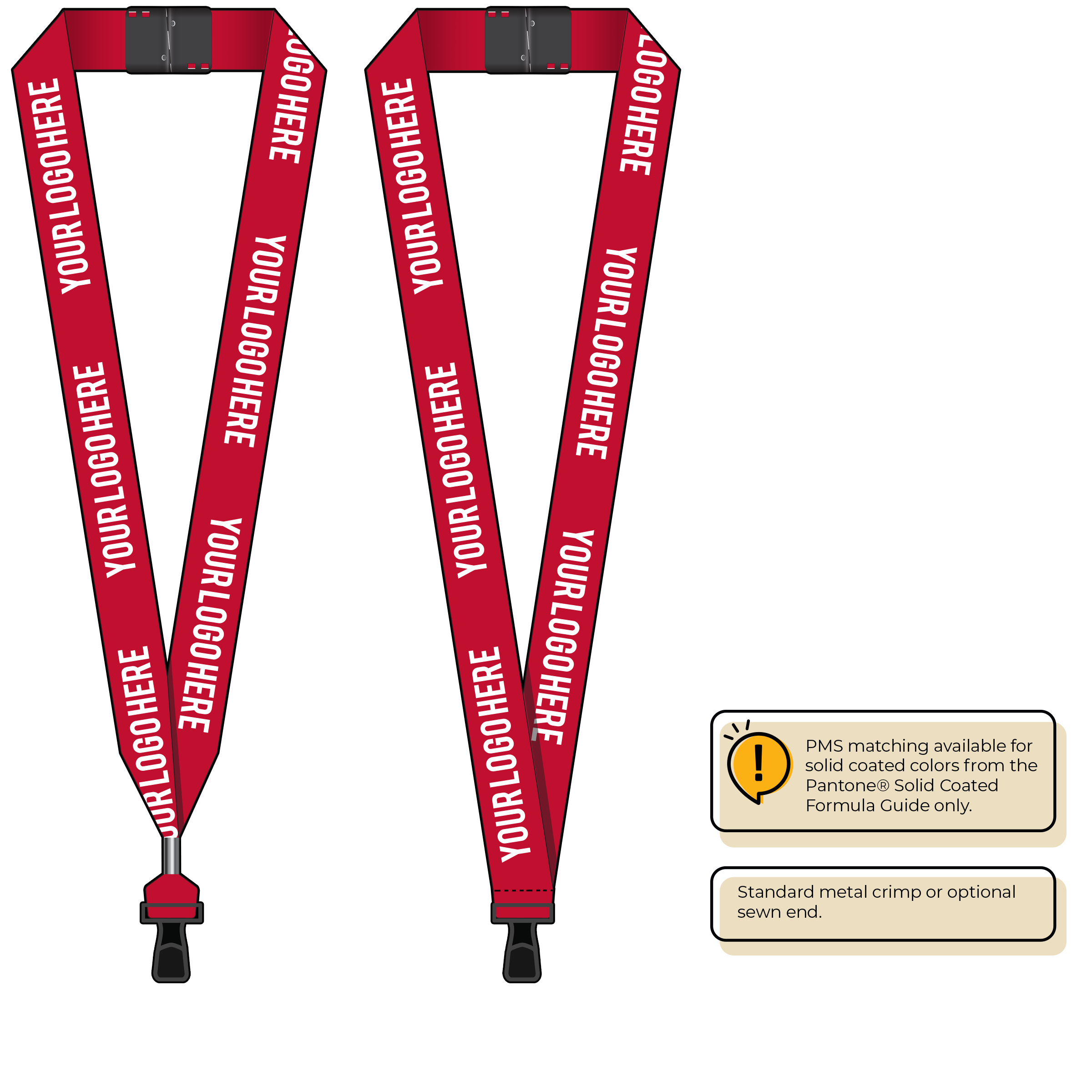 BH0014 | 1" MicroWeave Silkscreen Lanyards :: STANDARD END ATTACHMENTS