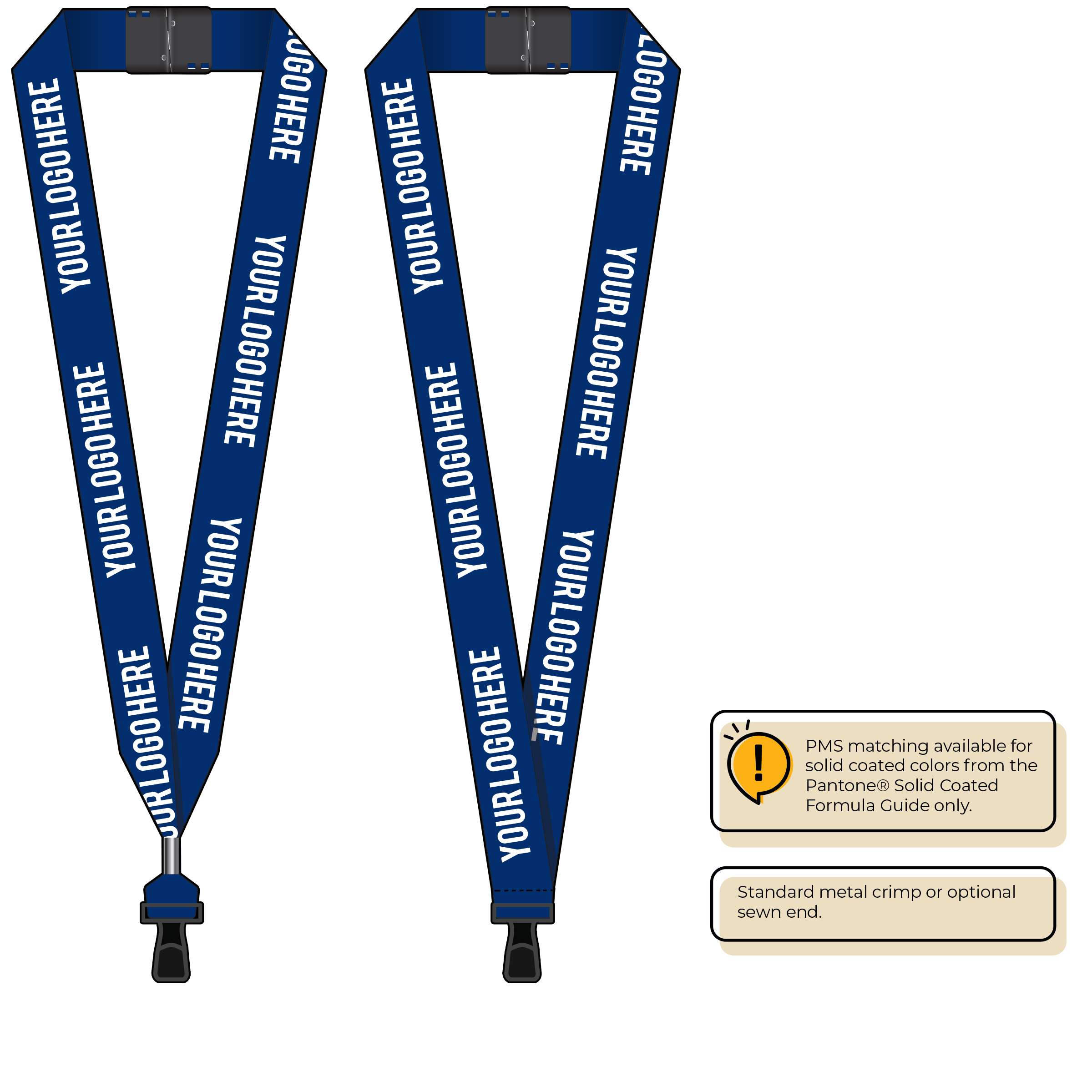 BH0014 | 1" MicroWeave Silkscreen Lanyards :: STANDARD END ATTACHMENTS