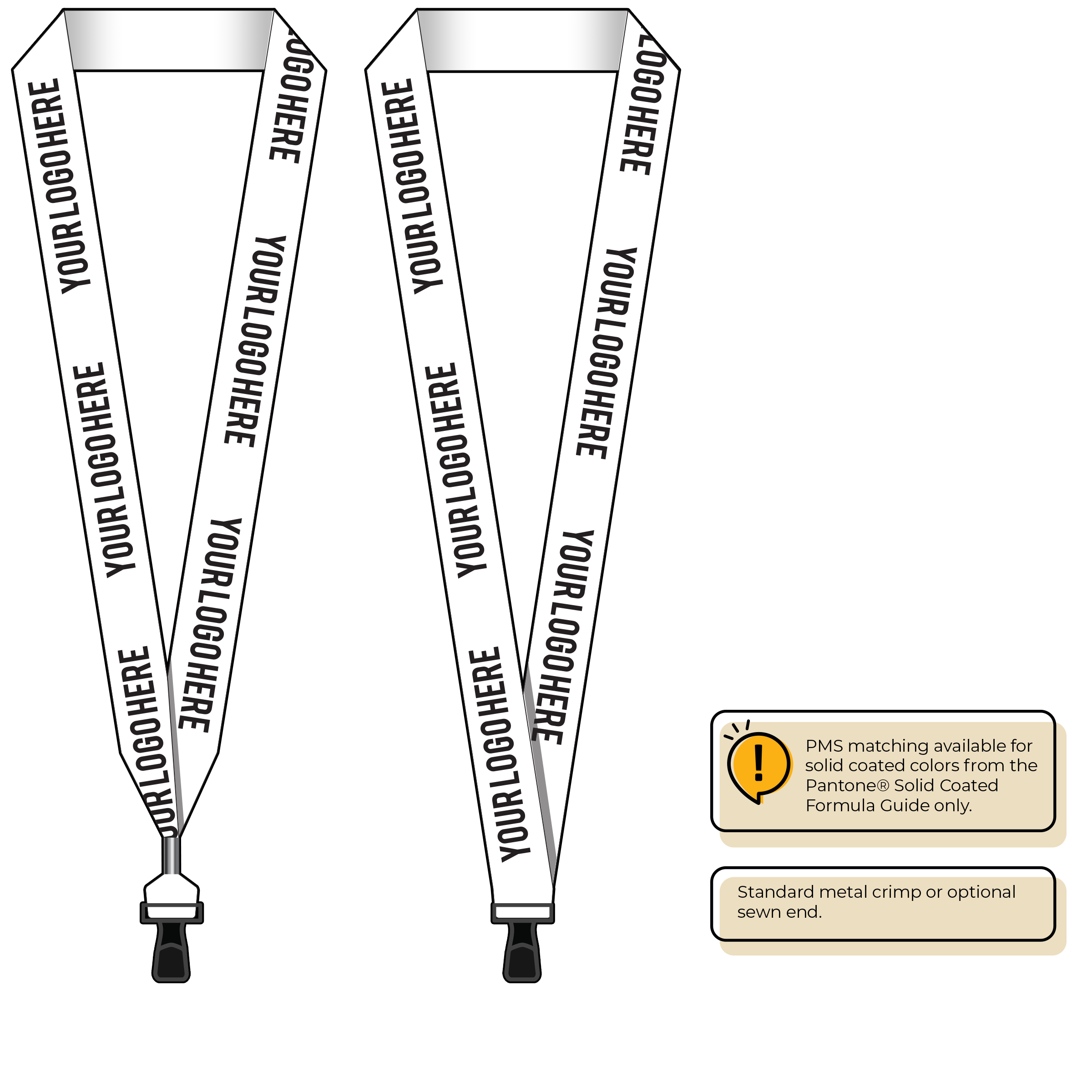 BH0014 | 1" MicroWeave Silkscreen Lanyards :: STANDARD END ATTACHMENTS