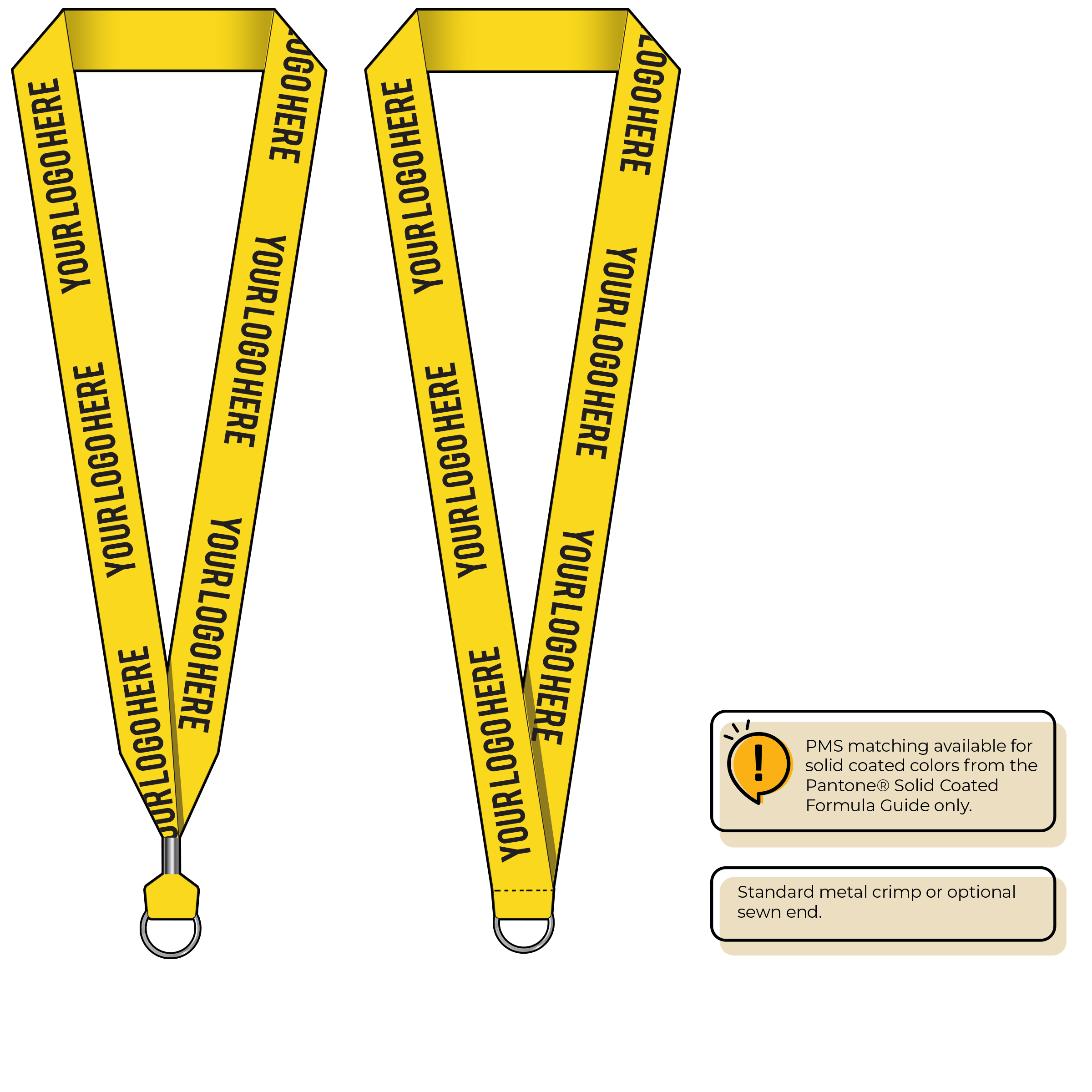 BH0014 | 1" MicroWeave Silkscreen Lanyards :: STANDARD END ATTACHMENTS