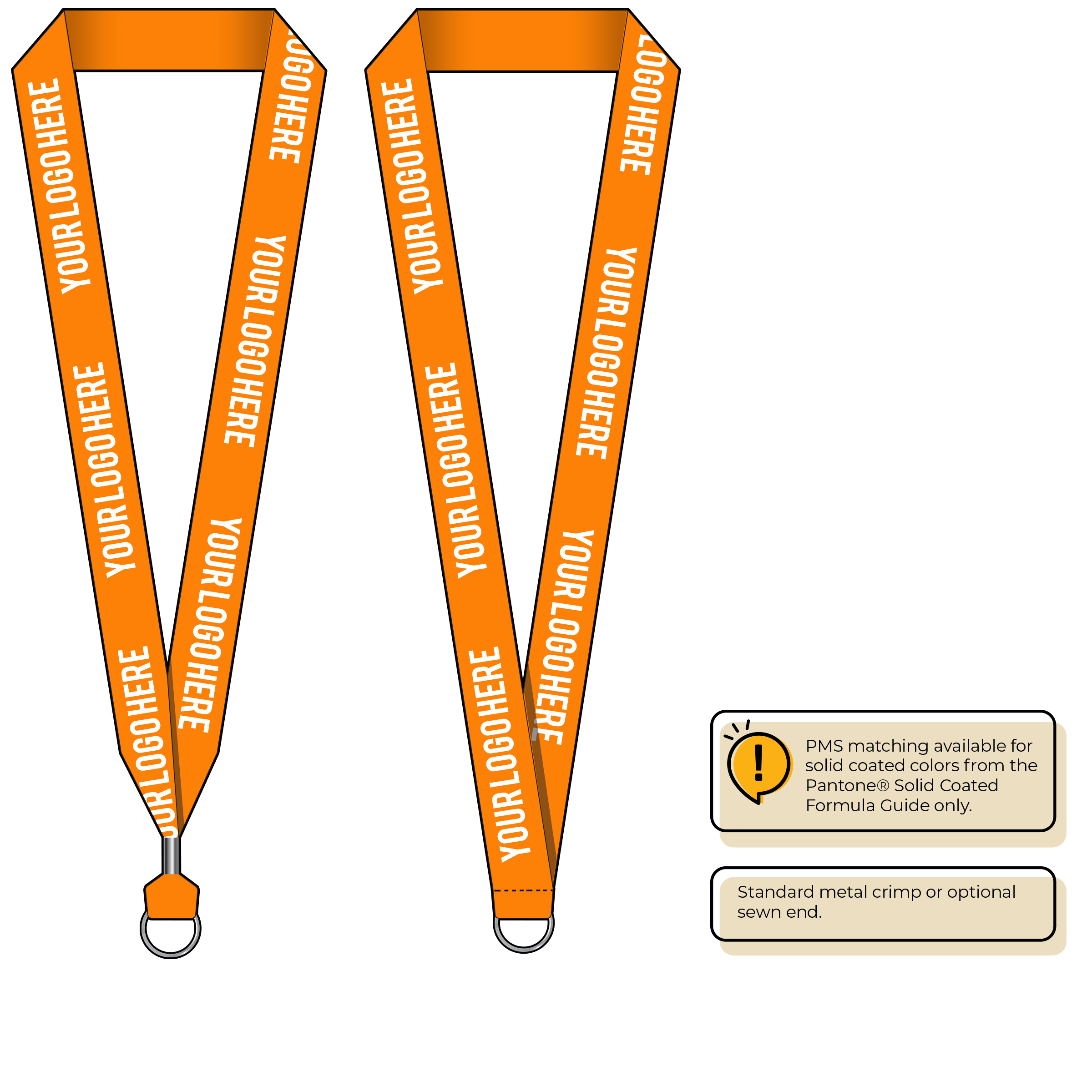 BH0014 | 1" MicroWeave Silkscreen Lanyards :: STANDARD END ATTACHMENTS