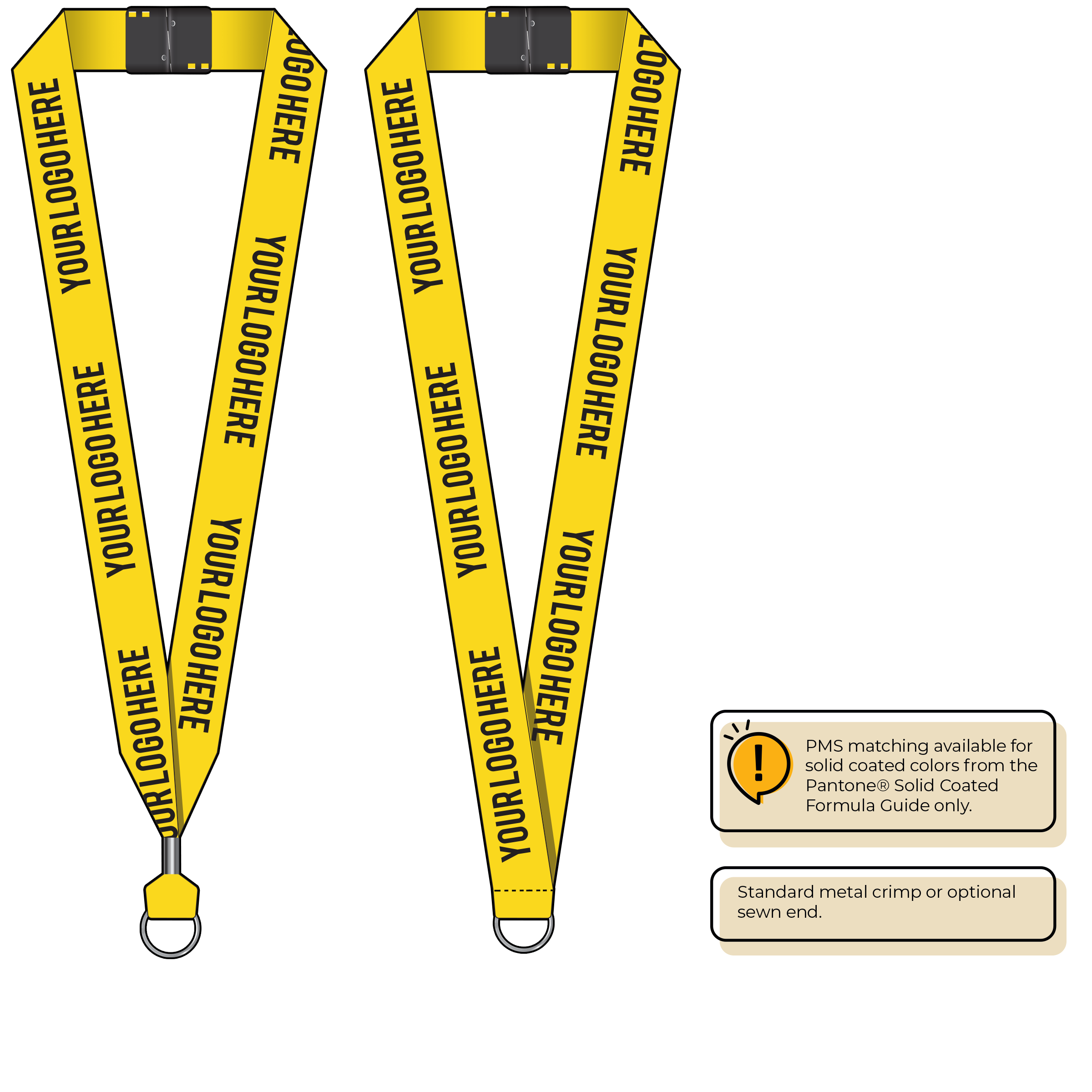BH0014 | 1" MicroWeave Silkscreen Lanyards :: STANDARD END ATTACHMENTS